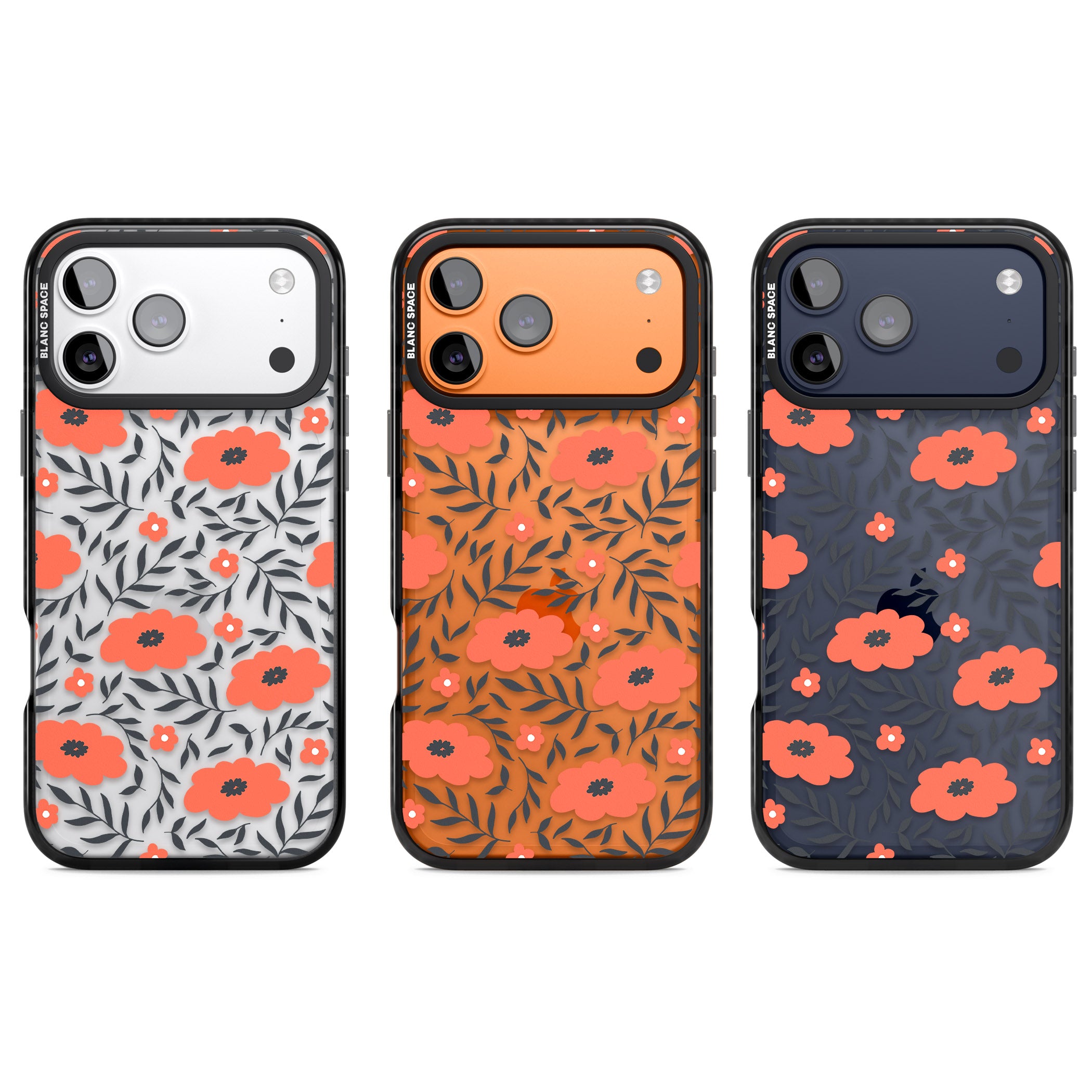 Red Poppy Floral iPhone 17 Pro Impact Black Phone Case APT Impact Protection