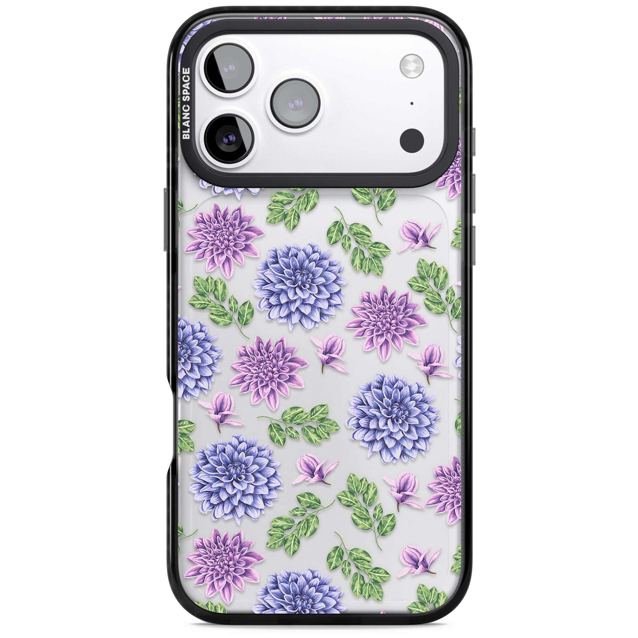Purple Dahlias Floral iPhone 17 Pro Impact Black Phone Case
