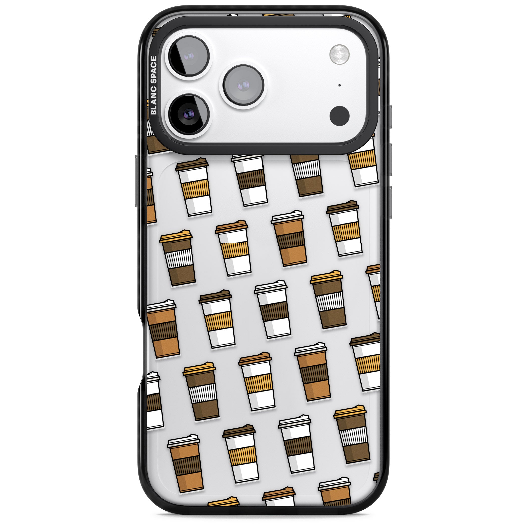 Coffee Cup Pattern iPhone 17 Pro Impact Black Phone Case