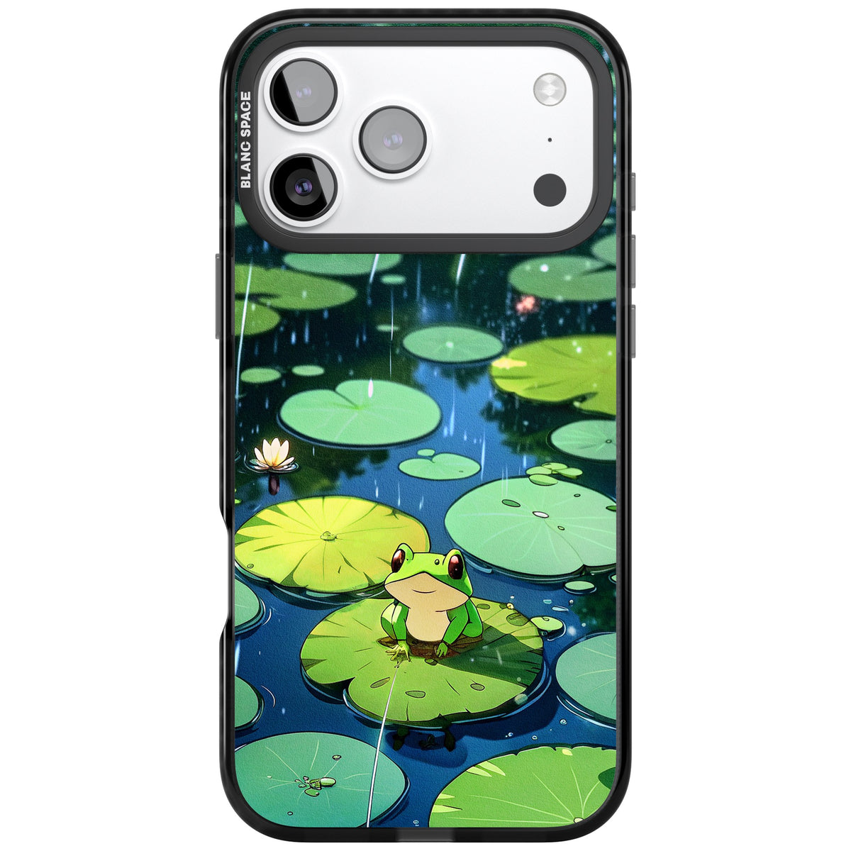 Frog In Lily Pond iPhone 17 Pro Max Impact Black Phone Case front