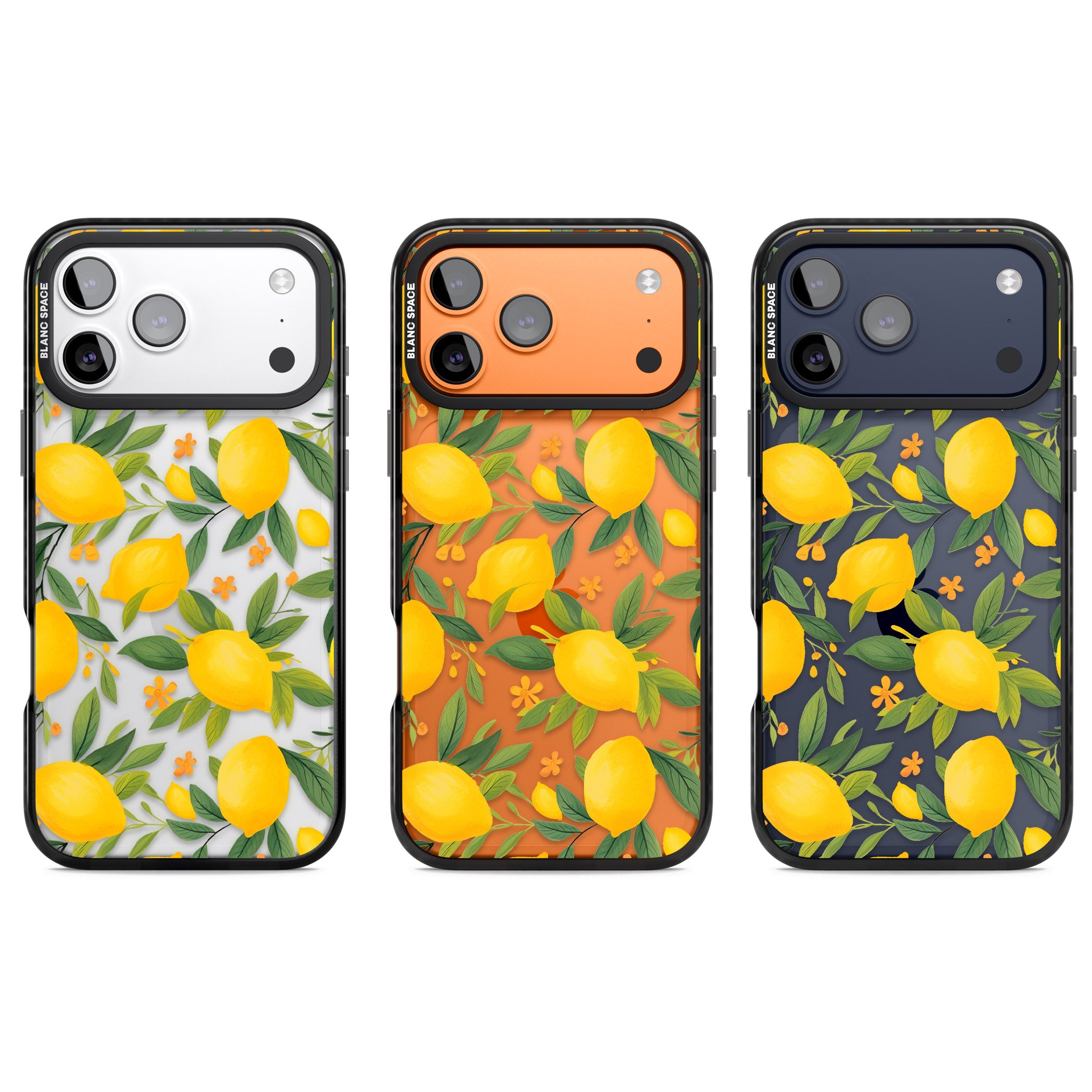 Lemon Pattern iPhone 17 Pro Impact Black Phone Case APT Impact Protection