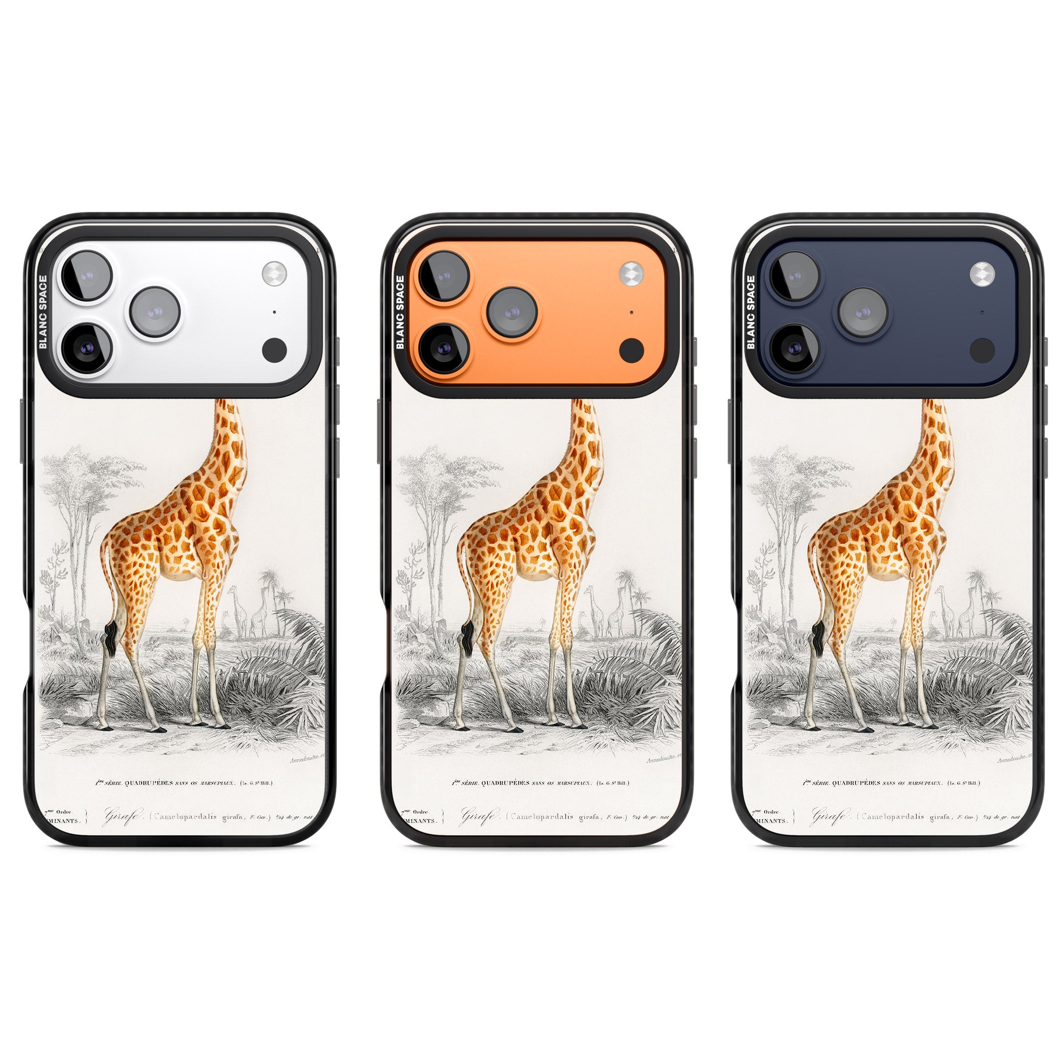 Vintage Giraffe Art iPhone 17 Pro Impact Black Phone Case APT Impact Protection