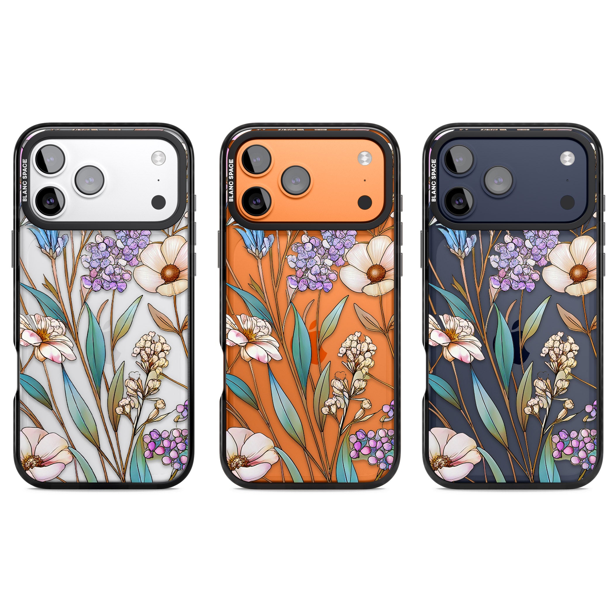 Glass Wildflower Mix iPhone 17 Pro Impact Black Phone Case APT Impact Protection