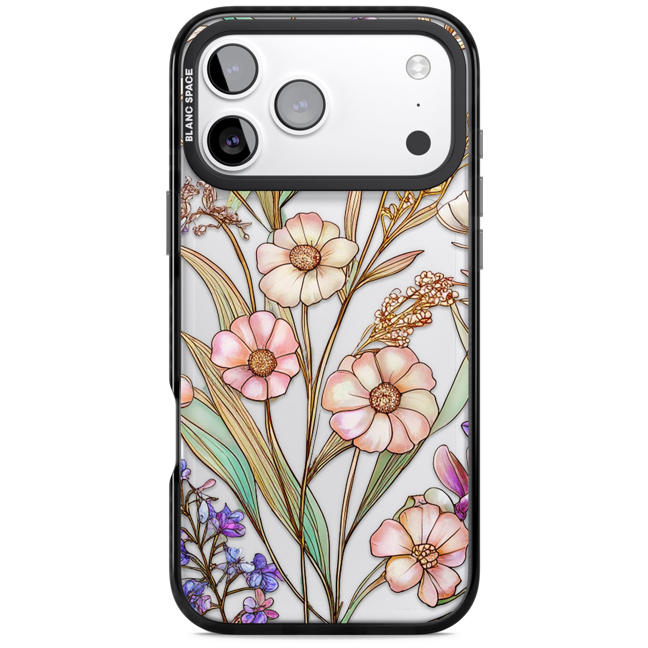 Glass Spring Flowers iPhone 17 Pro Impact Black Phone Case