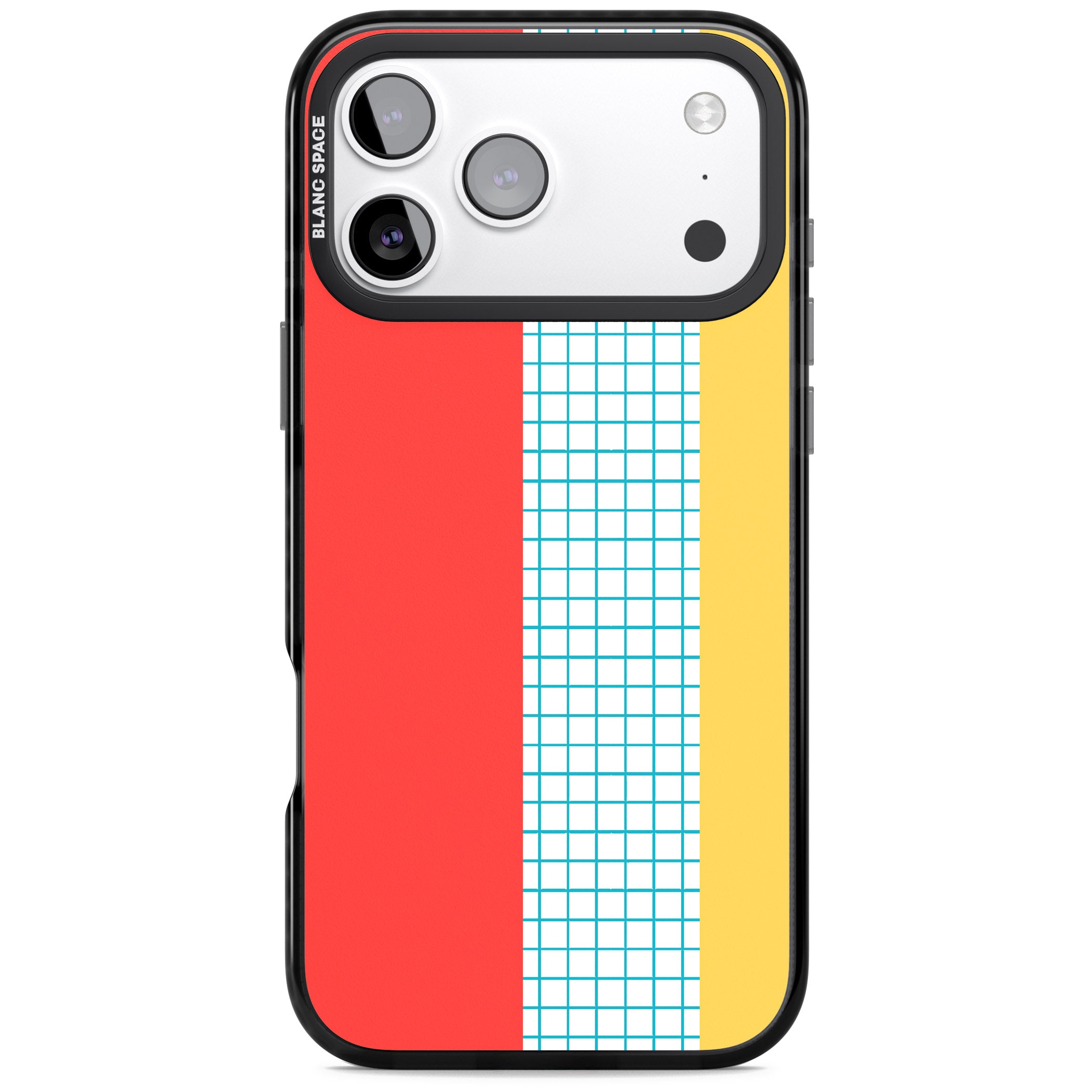 Abstract Grid Red, Blue, Yellow iPhone 17 Pro Impact Black Phone Case