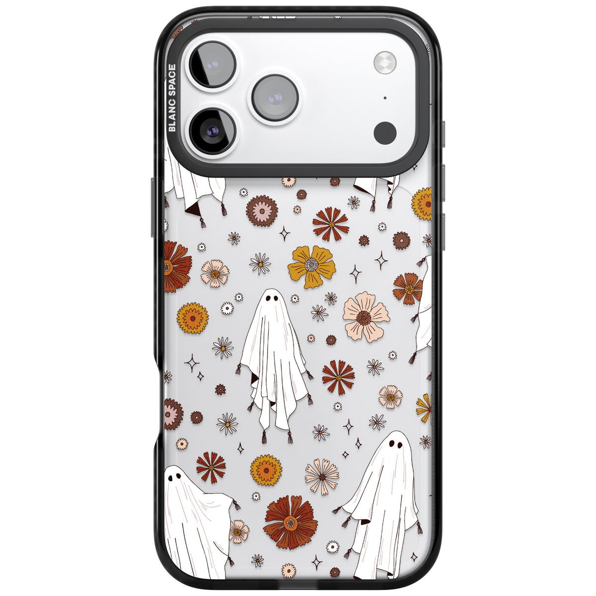 Ghosts And Flowers iPhone 17 Pro Max Impact Black Phone Case front
