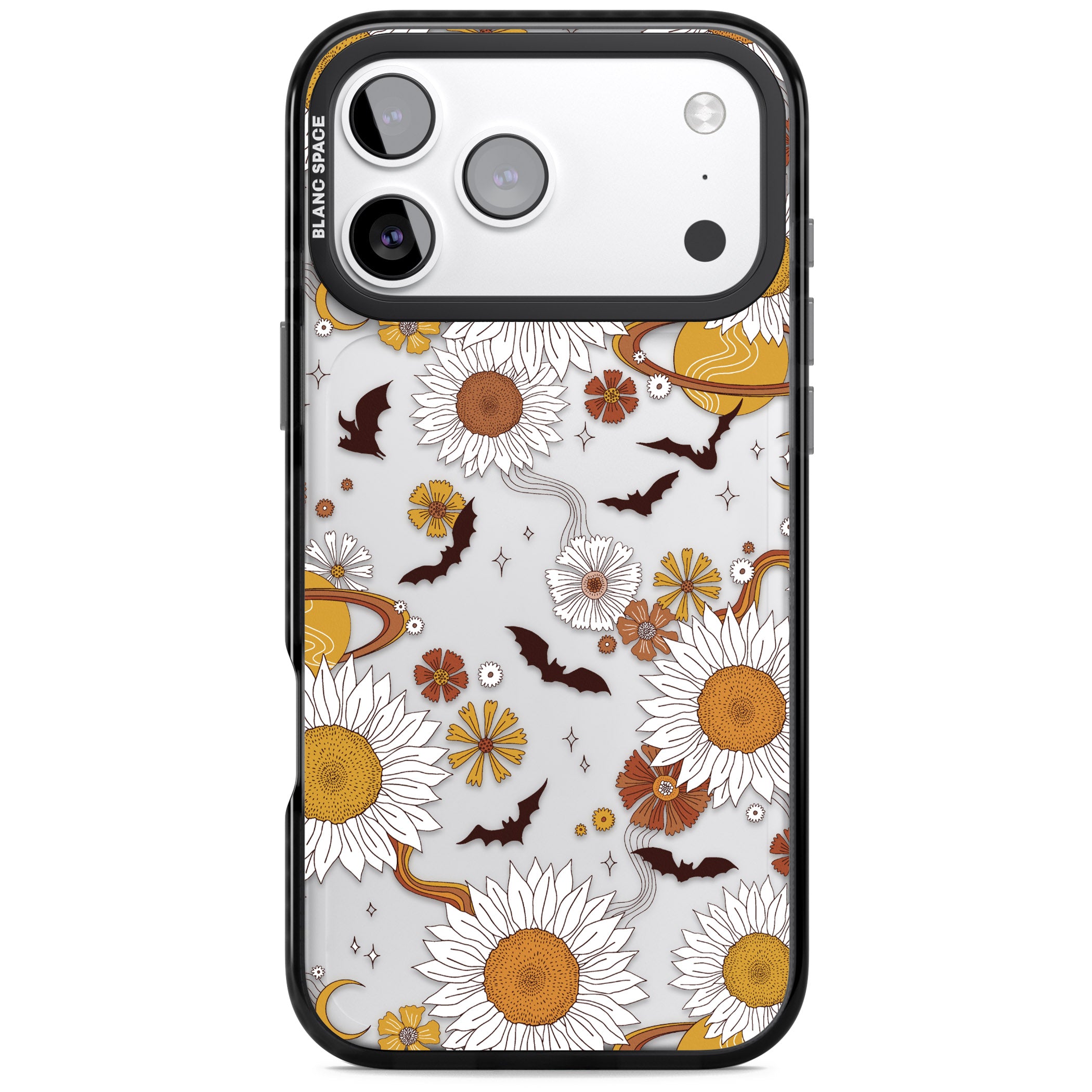 Halloween Bats And Planets iPhone 17 Pro Impact Black Phone Case