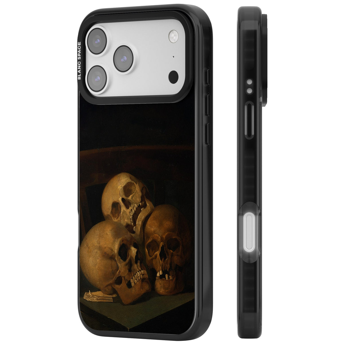 Still Life Of Three Skulls iPhone 17 Pro Max Impact Black Phone Case side