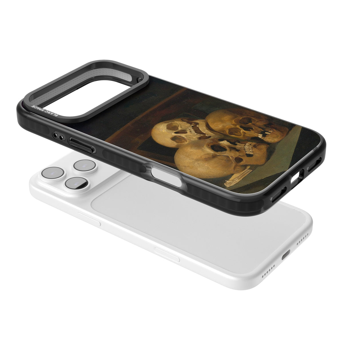 Still Life Of Three Skulls iPhone 17 Pro Max Impact Black Phone Case angled