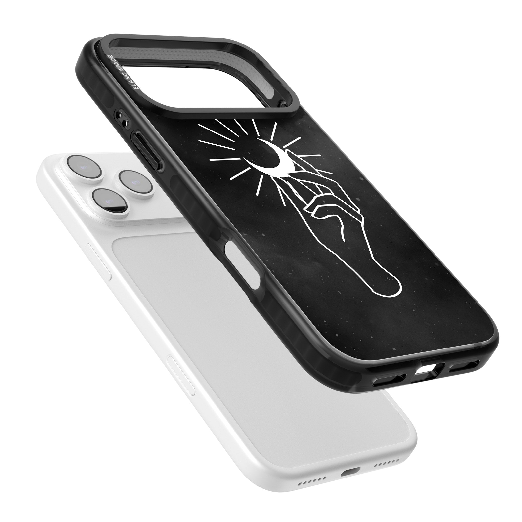 Hand Holding Celestial Moon iPhone 17 Pro Impact Black Phone Case Colours