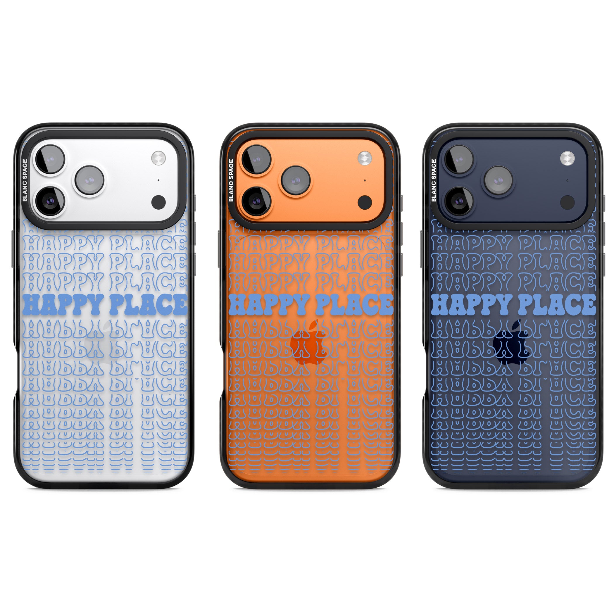 Happy Place (Blue) iPhone 17 Pro Impact Black Phone Case APT Impact Protection