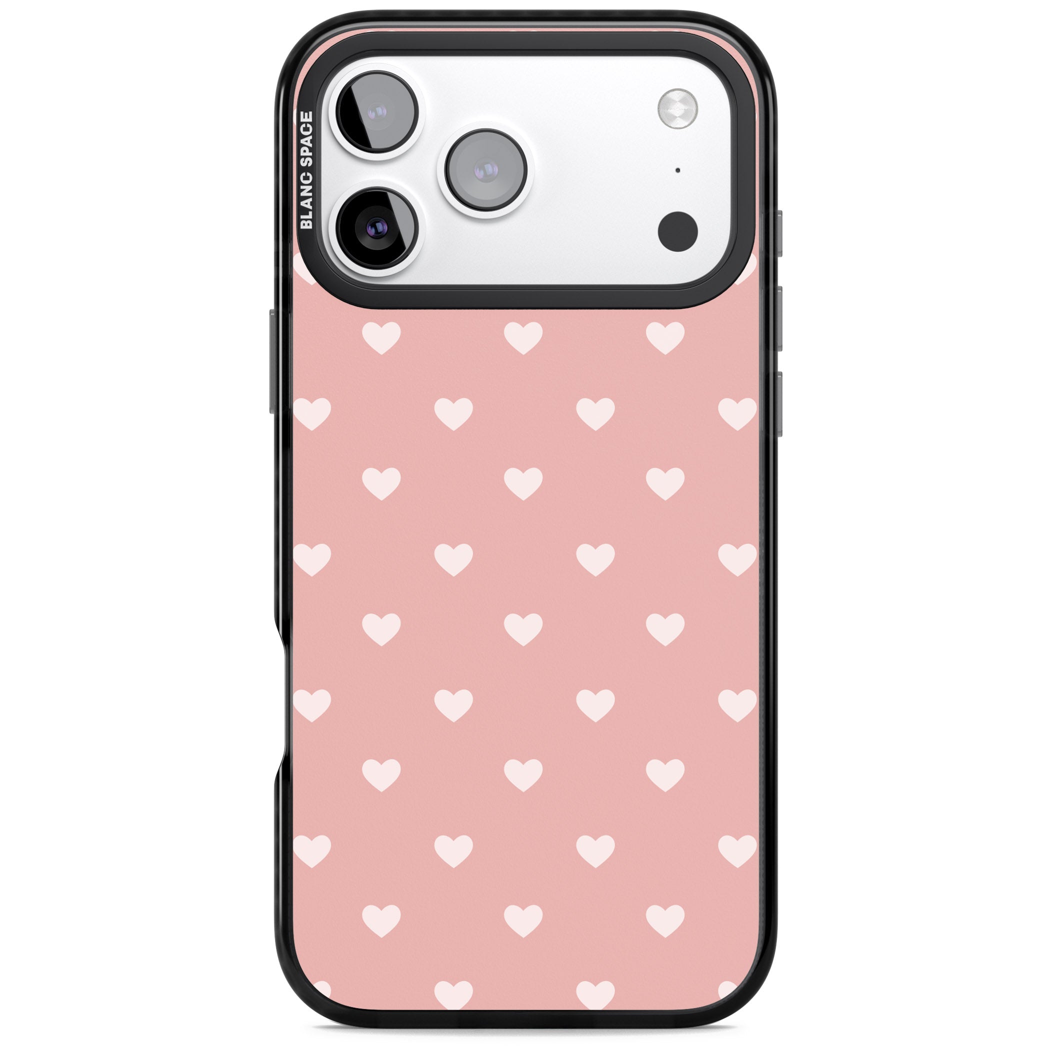 Small Heart Pattern: Pink iPhone 17 Pro Impact Black Phone Case