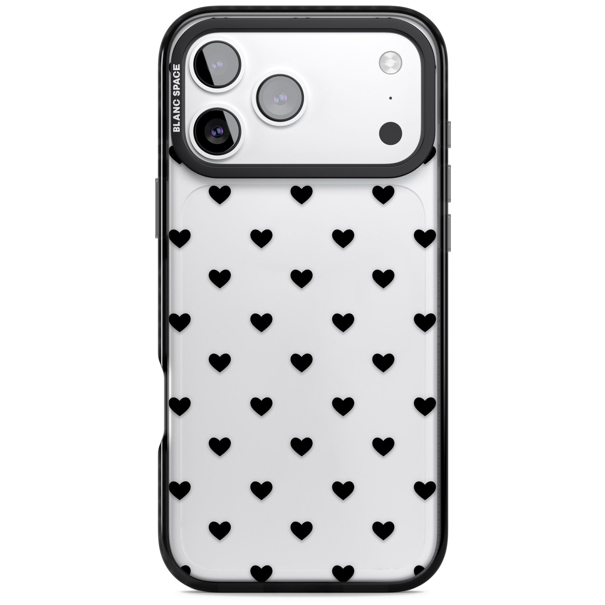Small Heart Pattern: White & iPhone 17 Pro Impact Black Phone Case