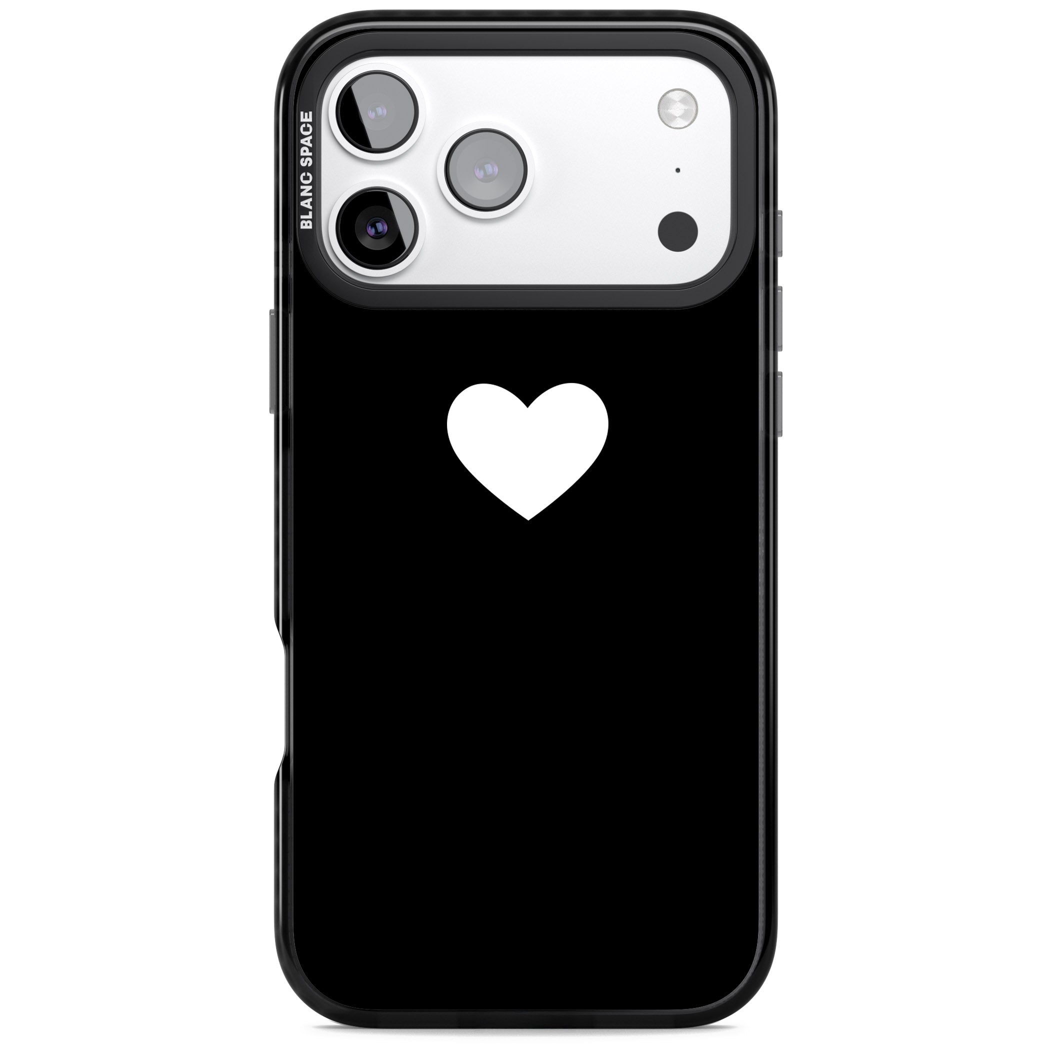 Single Heart Design: White & iPhone 17 Pro Impact Black Phone Case