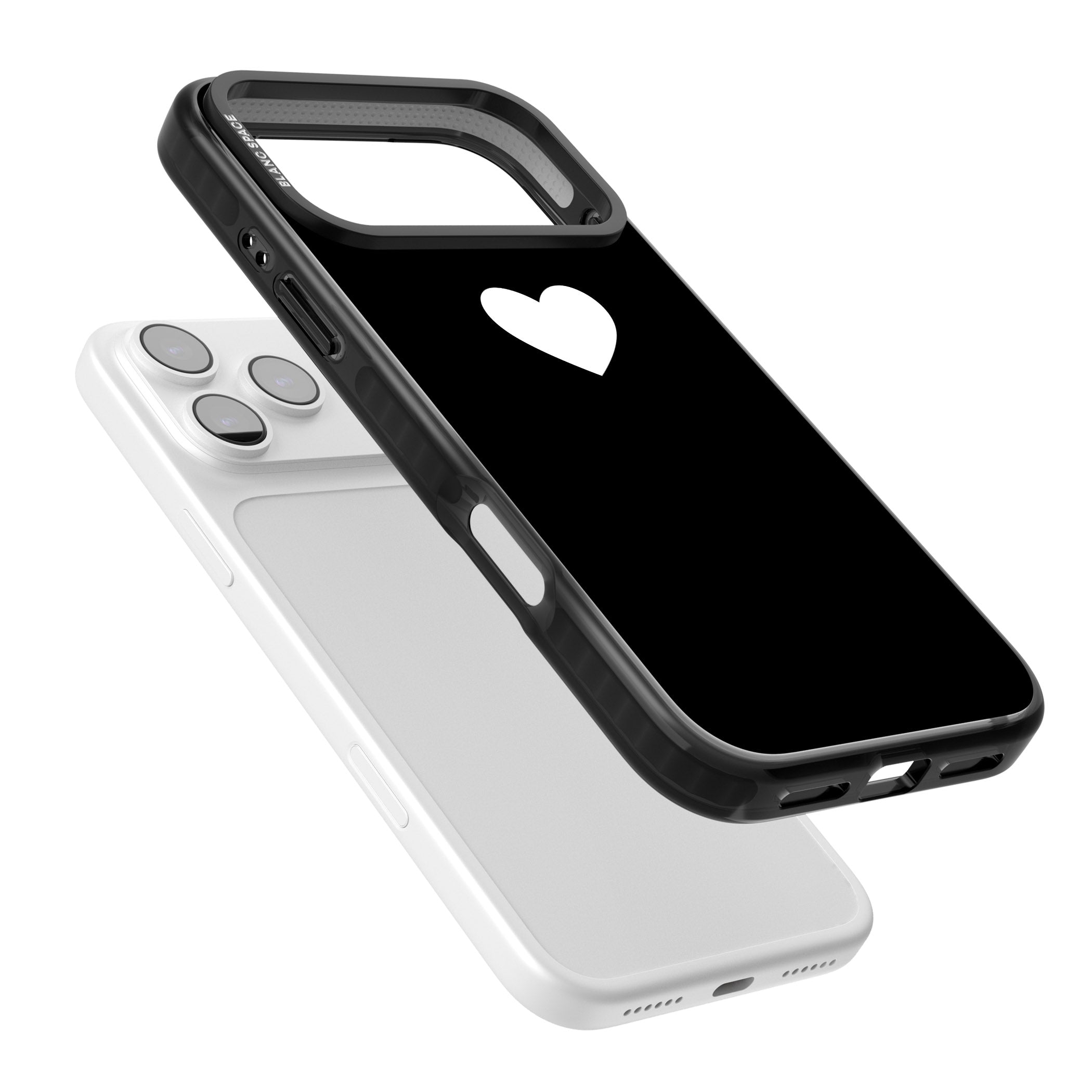 Single Heart Design: White & iPhone 17 Pro Impact Black Phone Case Colours