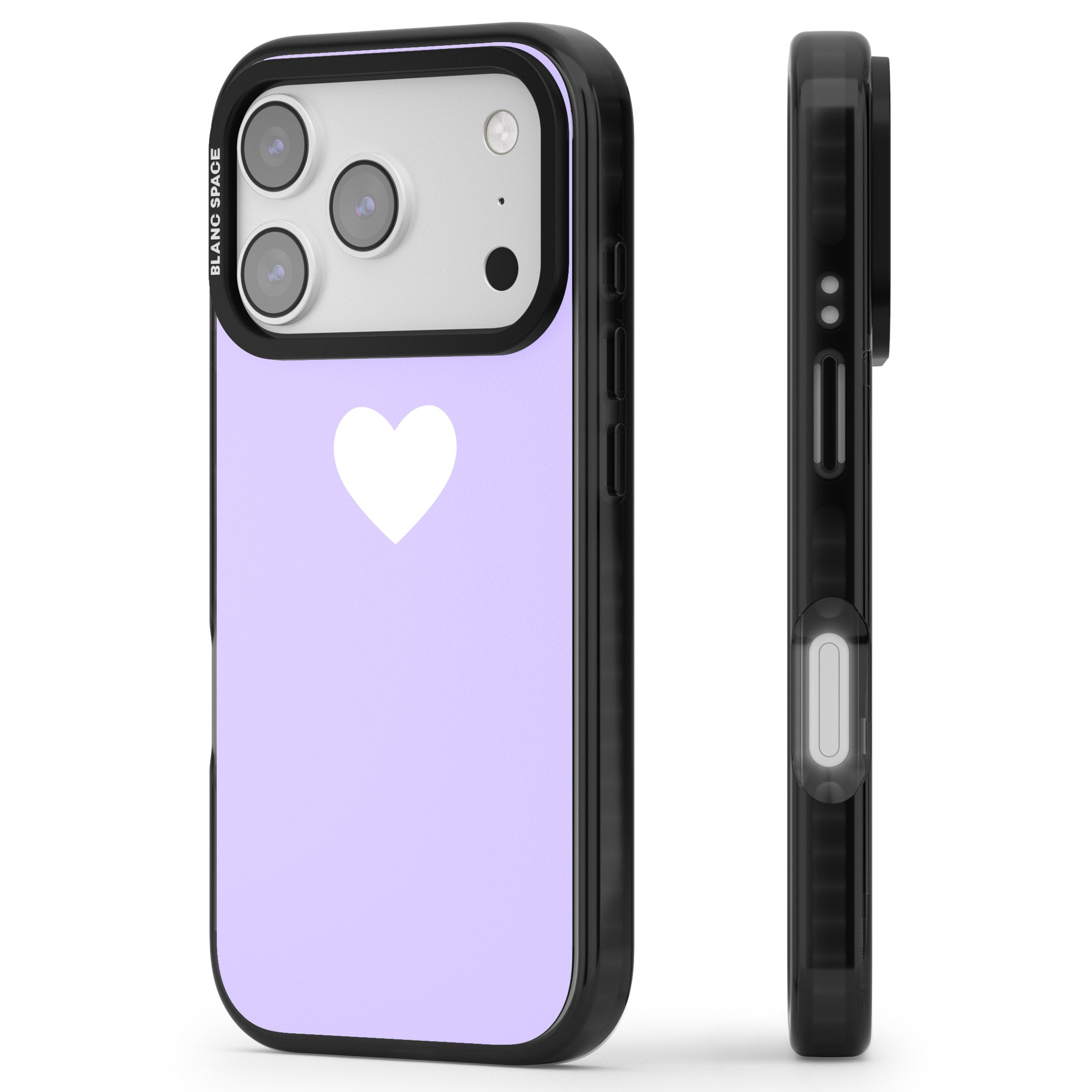 Pale Purple Heart iPhone 17 Pro Impact Black Phone Case Side Profile