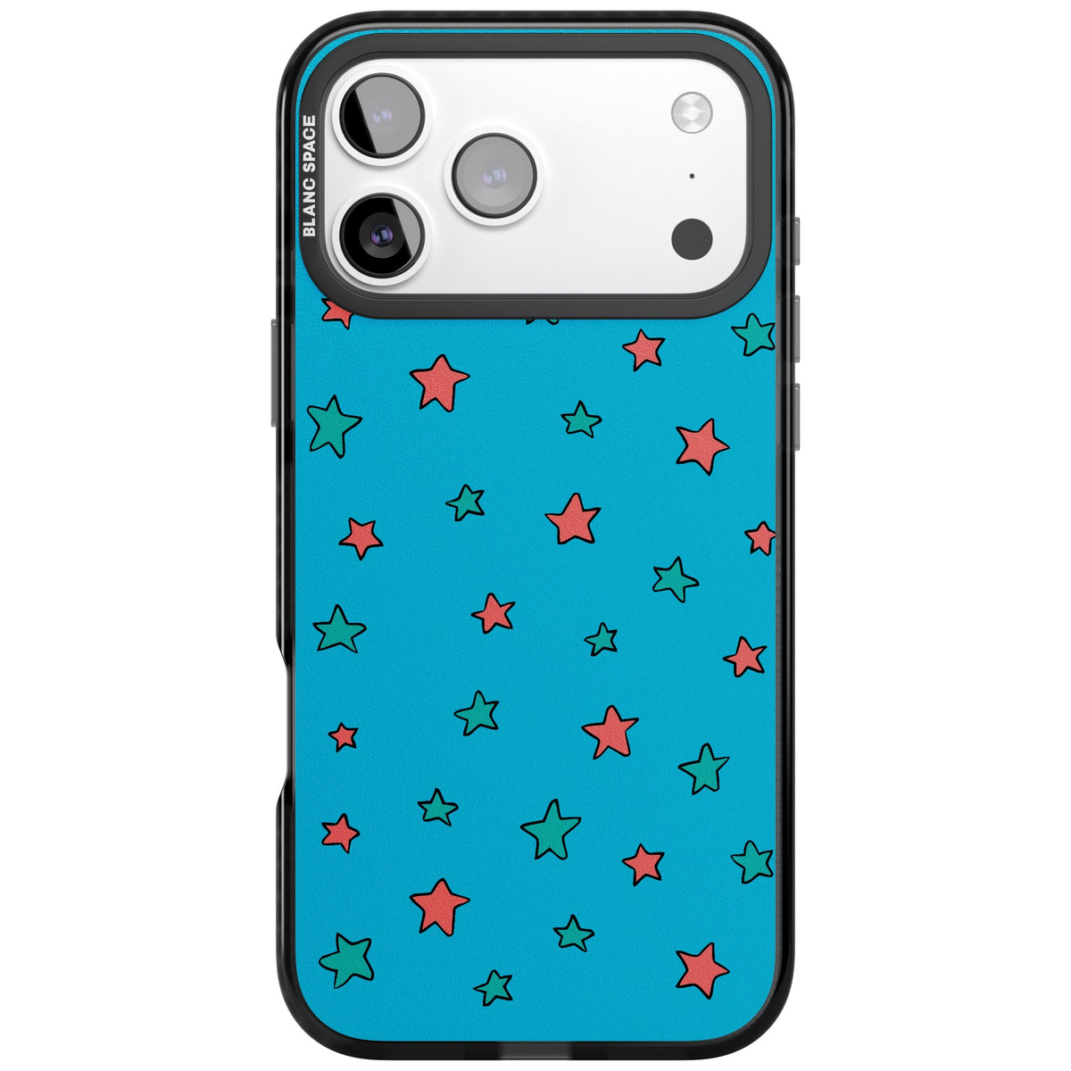 Blue Heartstopper Stars Pattern iPhone 17 Pro Max Impact Black Phone Case front