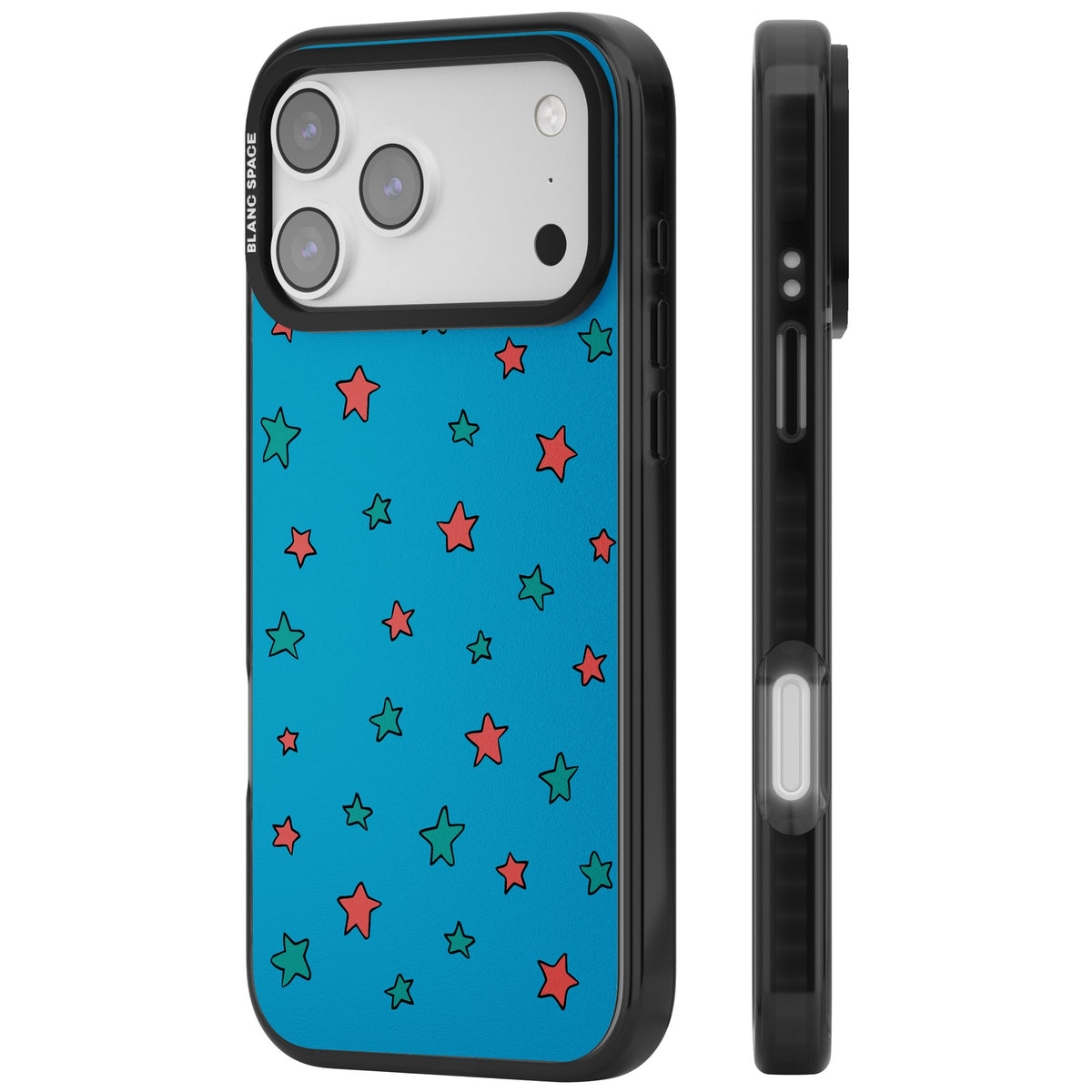 Blue Heartstopper Stars Pattern iPhone 17 Pro Max Impact Black Phone Case side