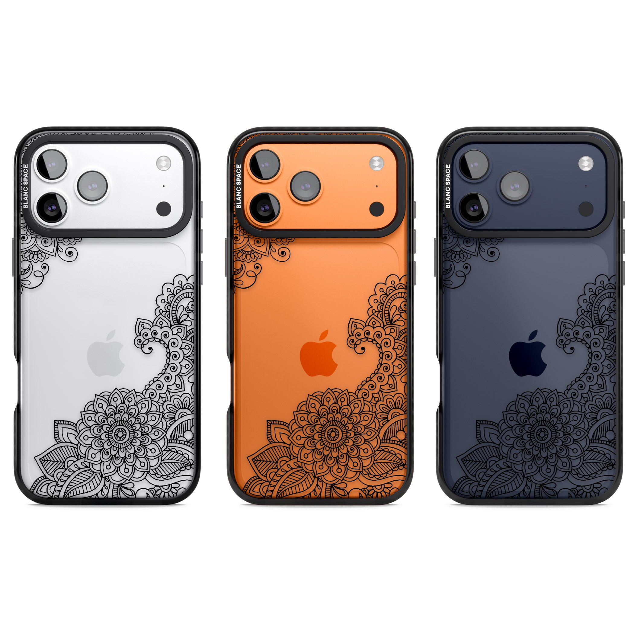 Black Henna Botanicals iPhone 17 Pro Impact Black Phone Case APT Impact Protection