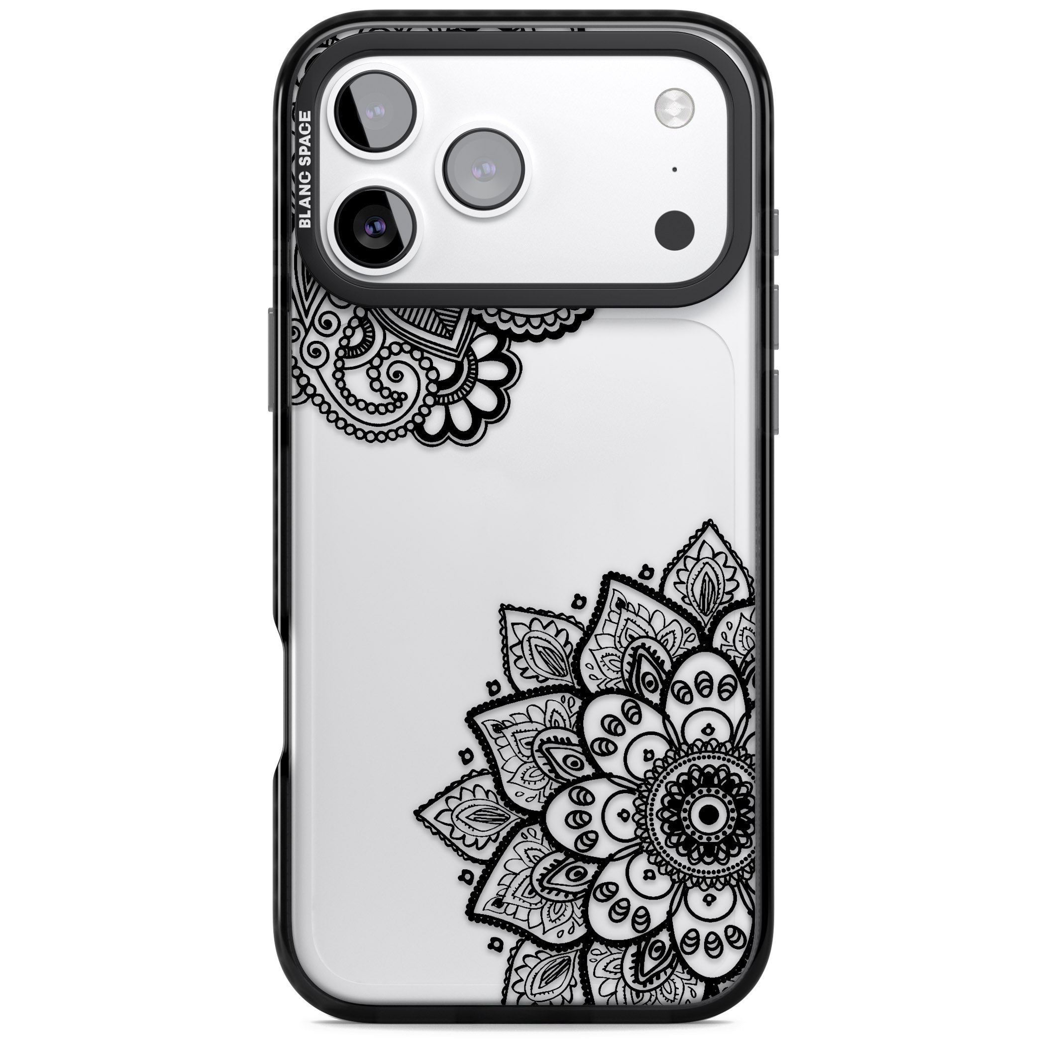 Black Henna Florals iPhone 17 Pro Impact Black Phone Case
