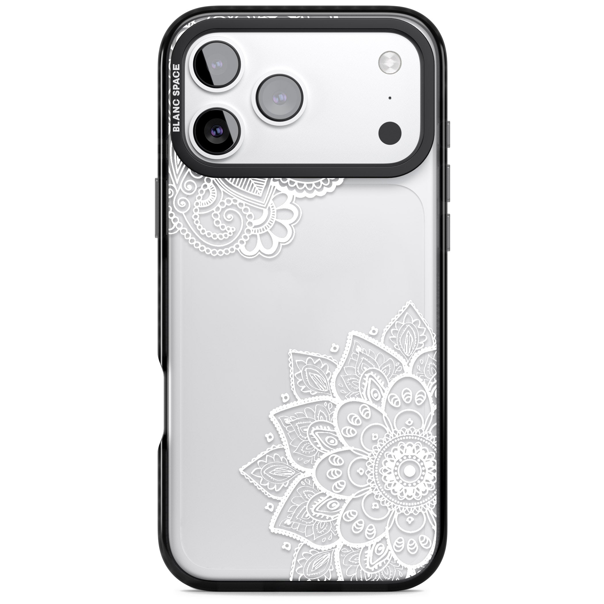 White Henna Florals iPhone 17 Pro Impact Black Phone Case