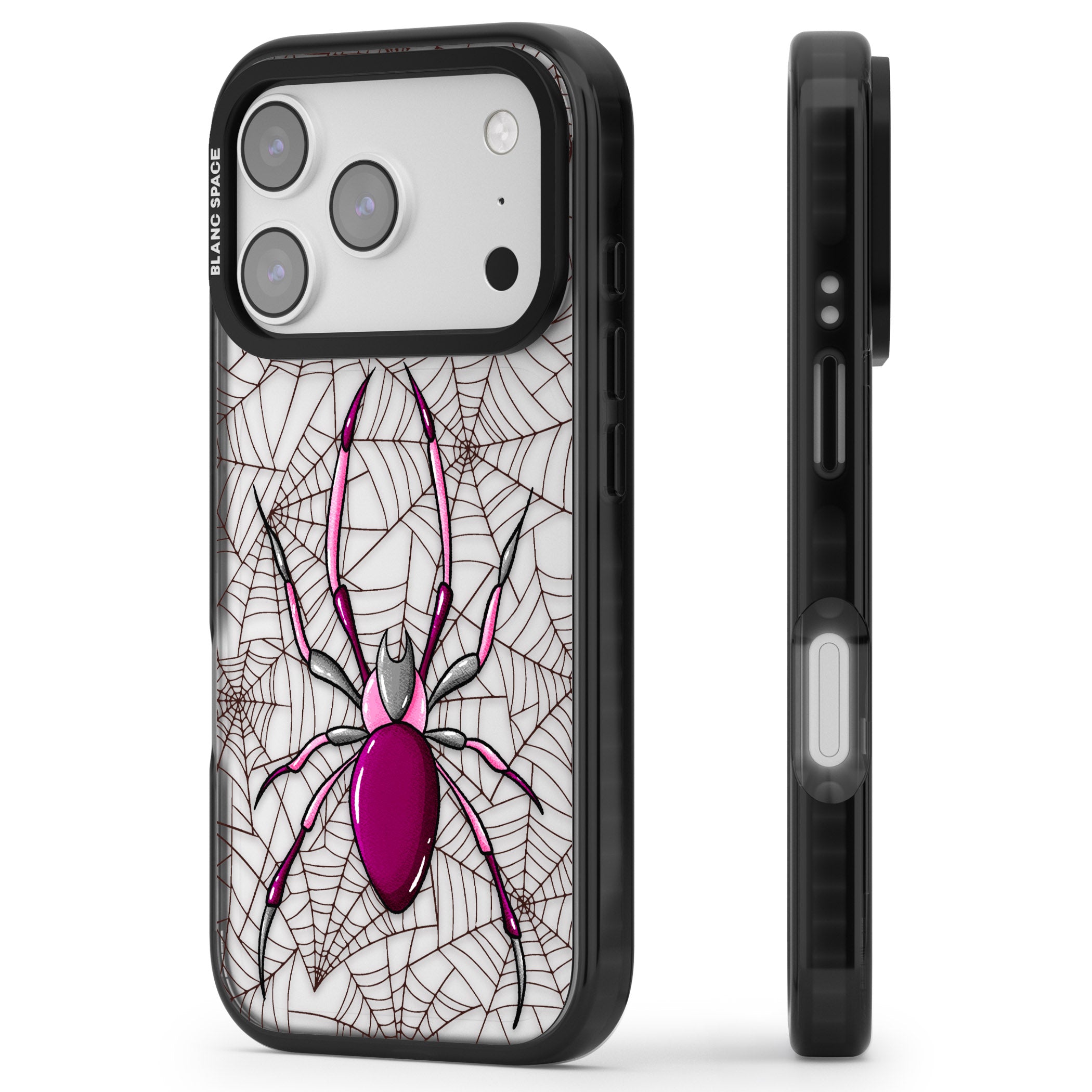 Arachnophobia iPhone 17 Pro Impact Black Phone Case Side Profile