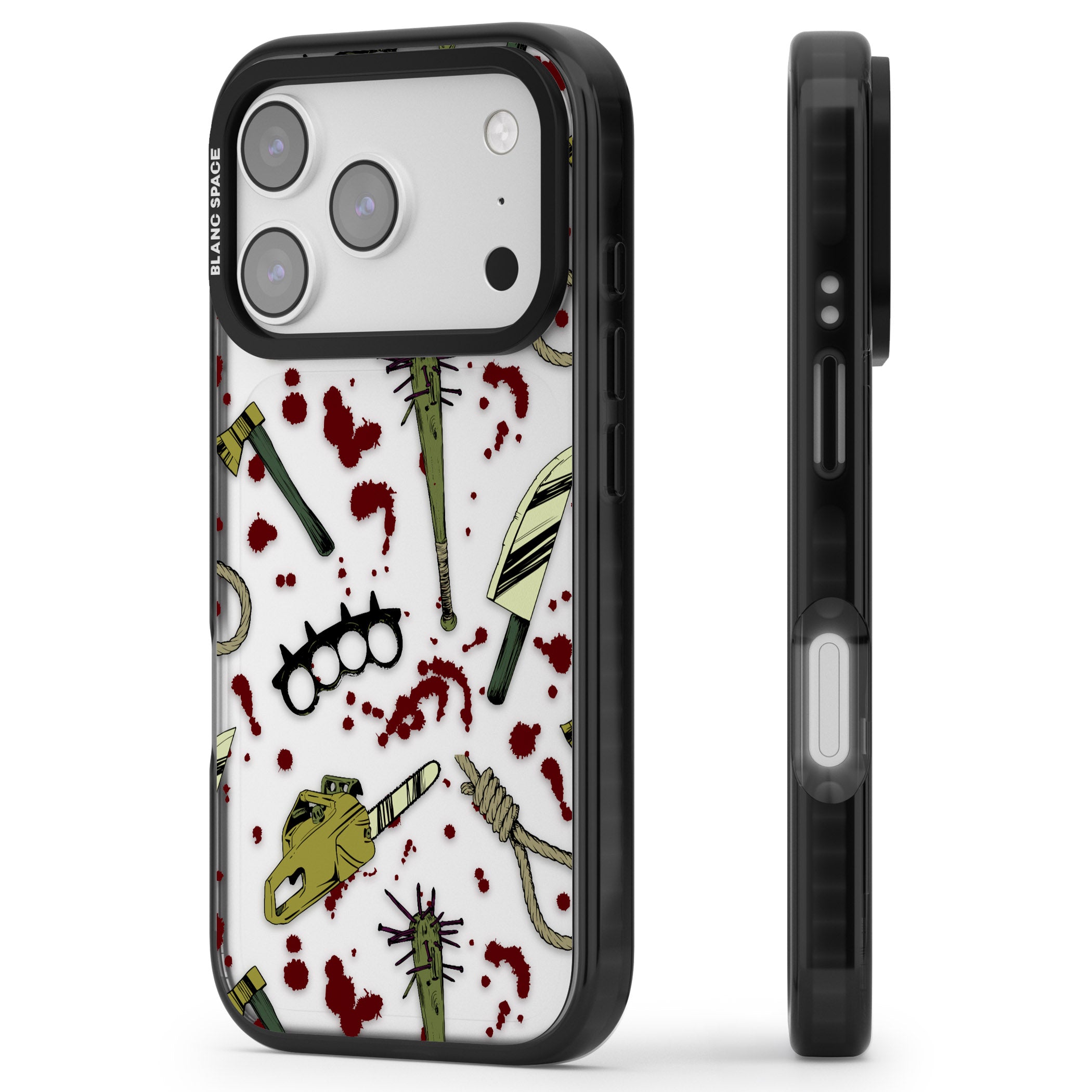 Movie Massacre iPhone 17 Pro Impact Black Phone Case Side Profile
