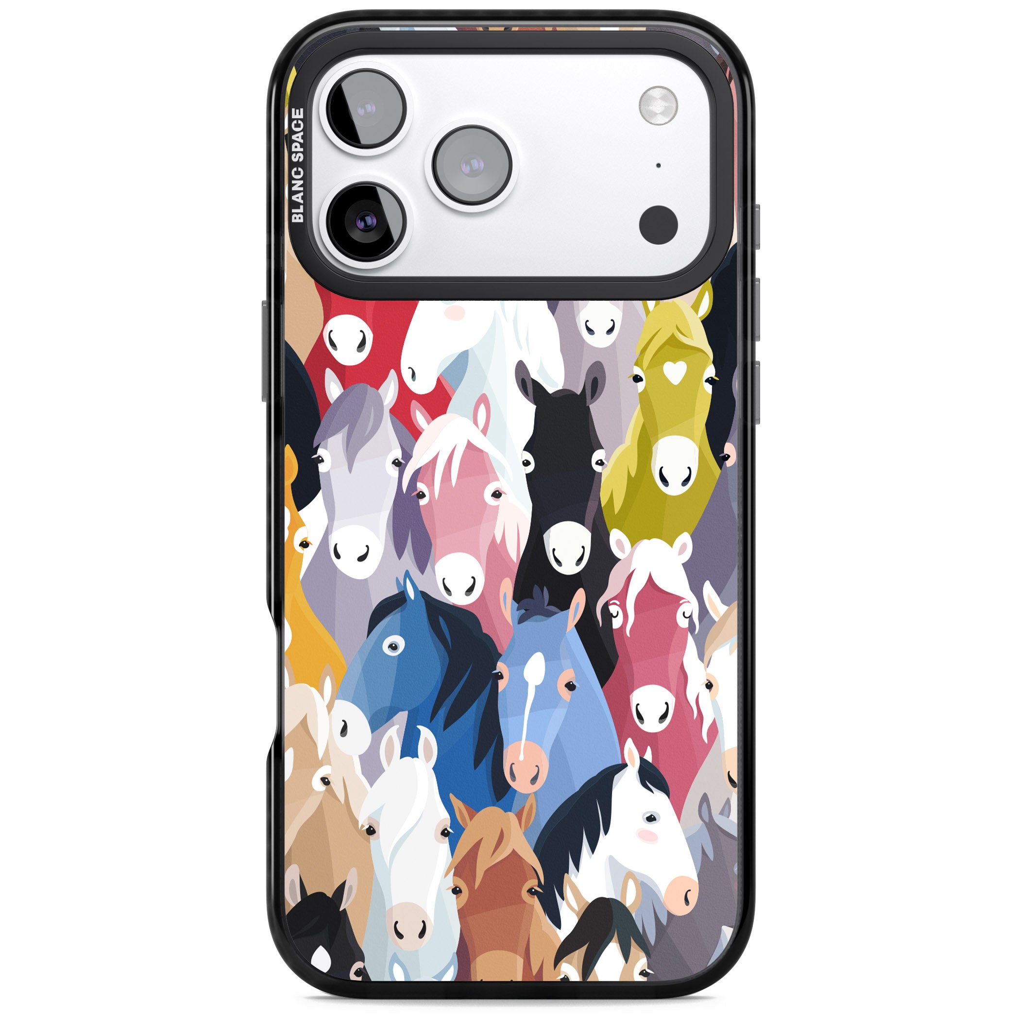 Colourful Horse Pattern iPhone 17 Pro Impact Black Phone Case