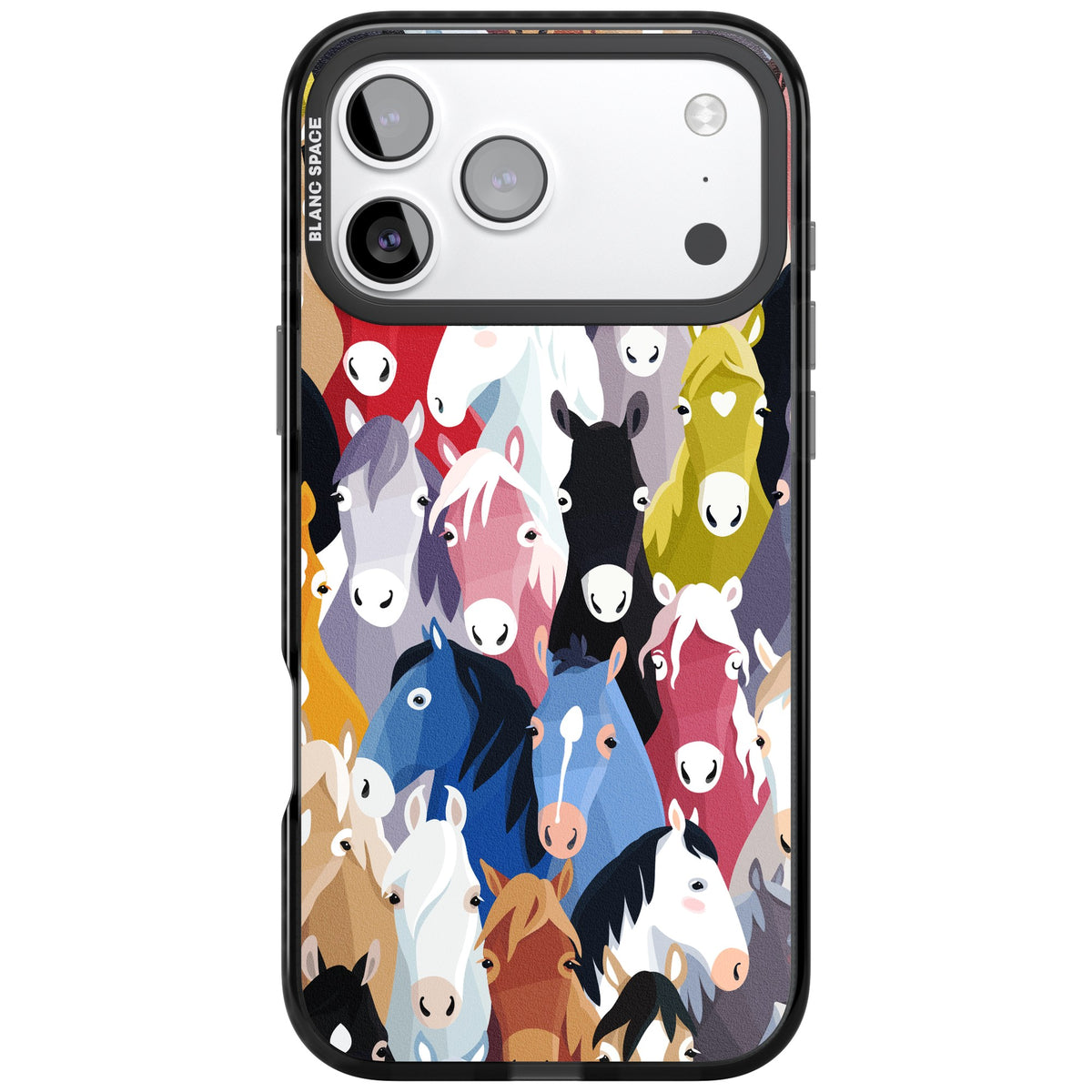 Colourful Horse Pattern iPhone 17 Pro Max Impact Black Phone Case front