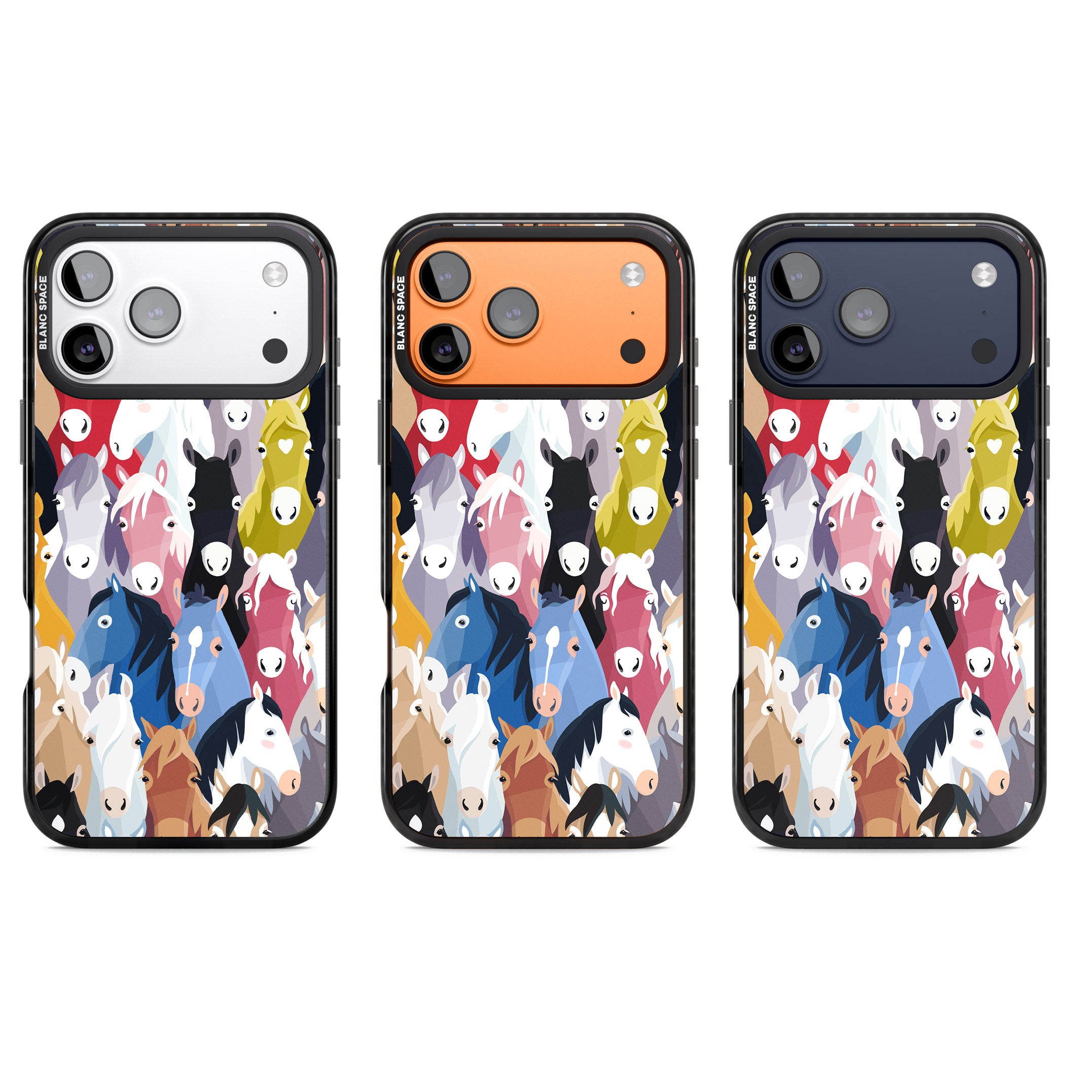 Colourful Horse Pattern iPhone 17 Pro Impact Black Phone Case APT Impact Protection
