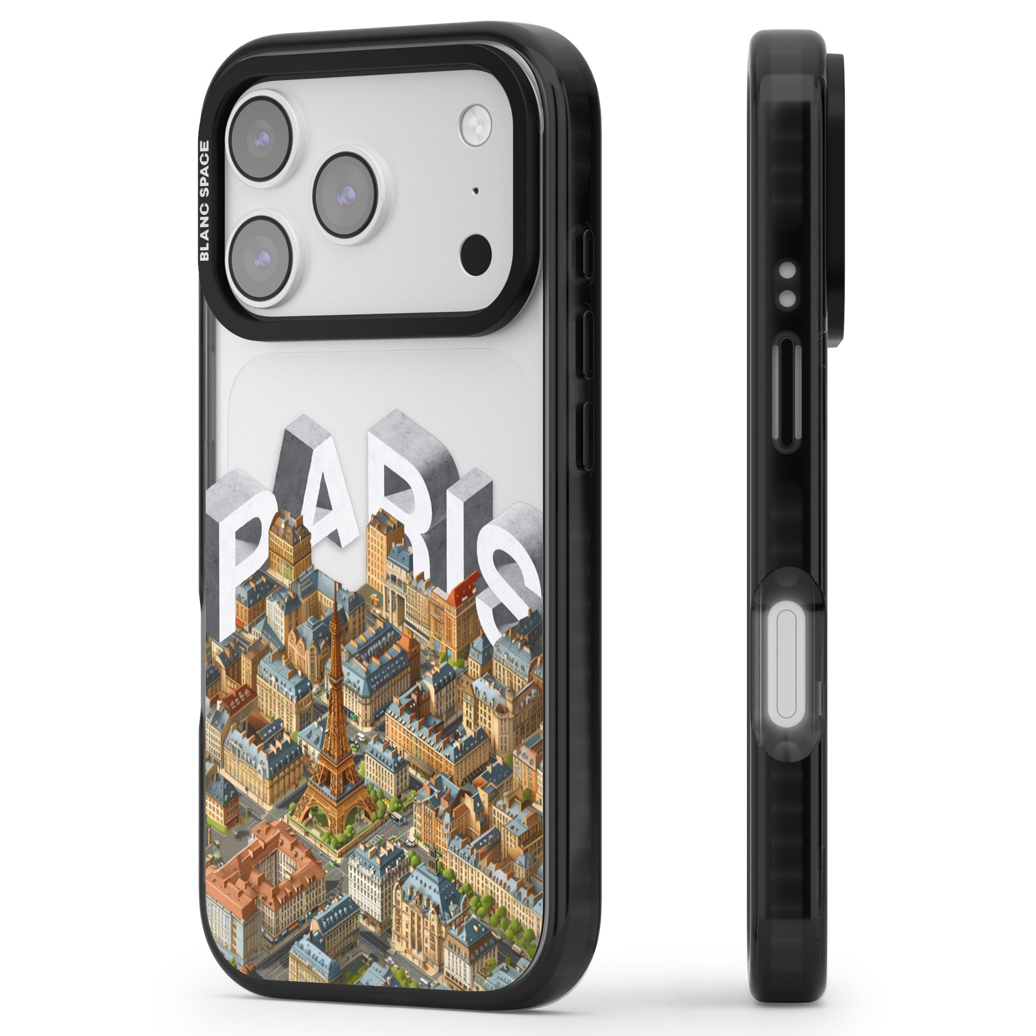 Paris iPhone 17 Pro Impact Black Phone Case Side Profile