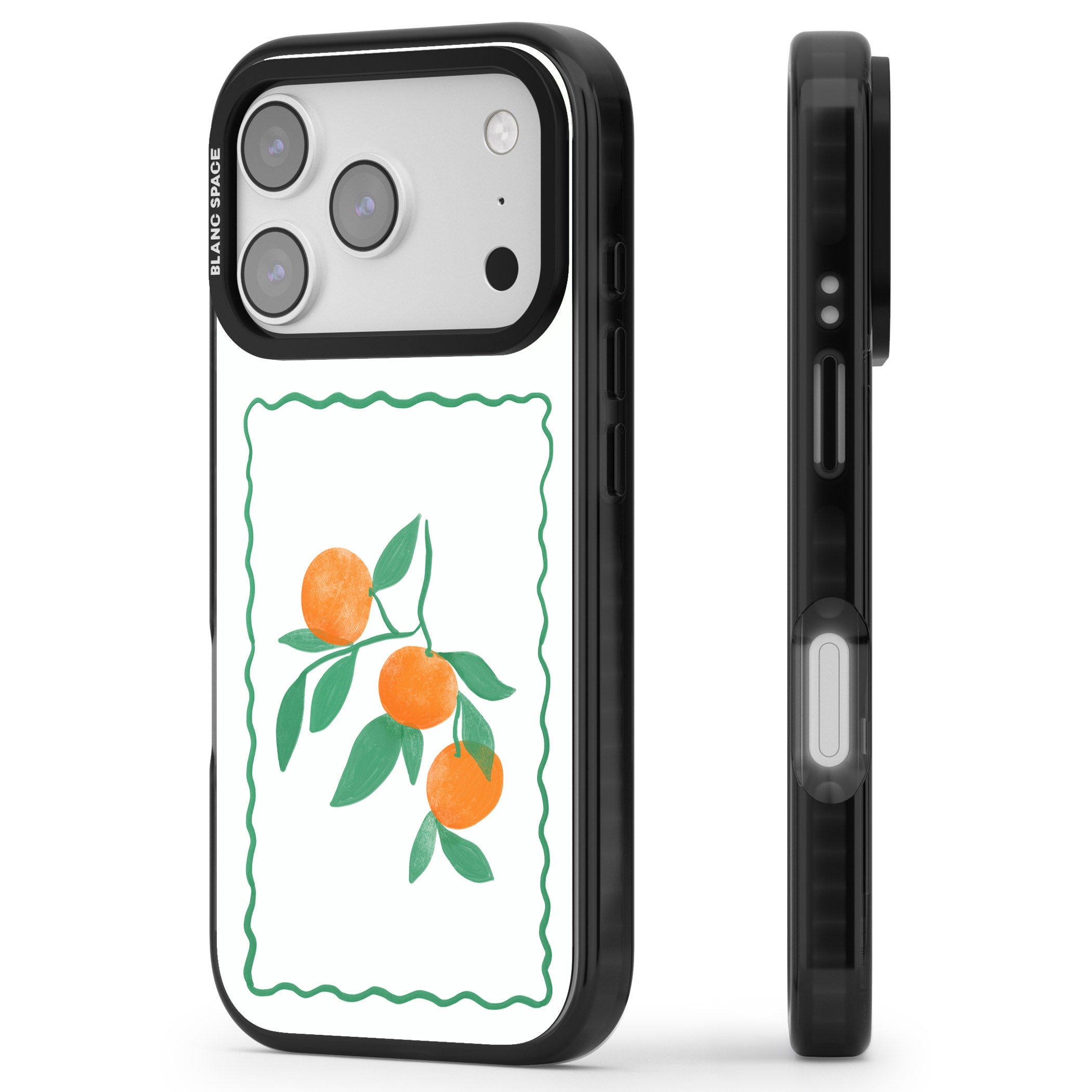 Italian Oranges iPhone 17 Pro Impact Black Phone Case Side Profile