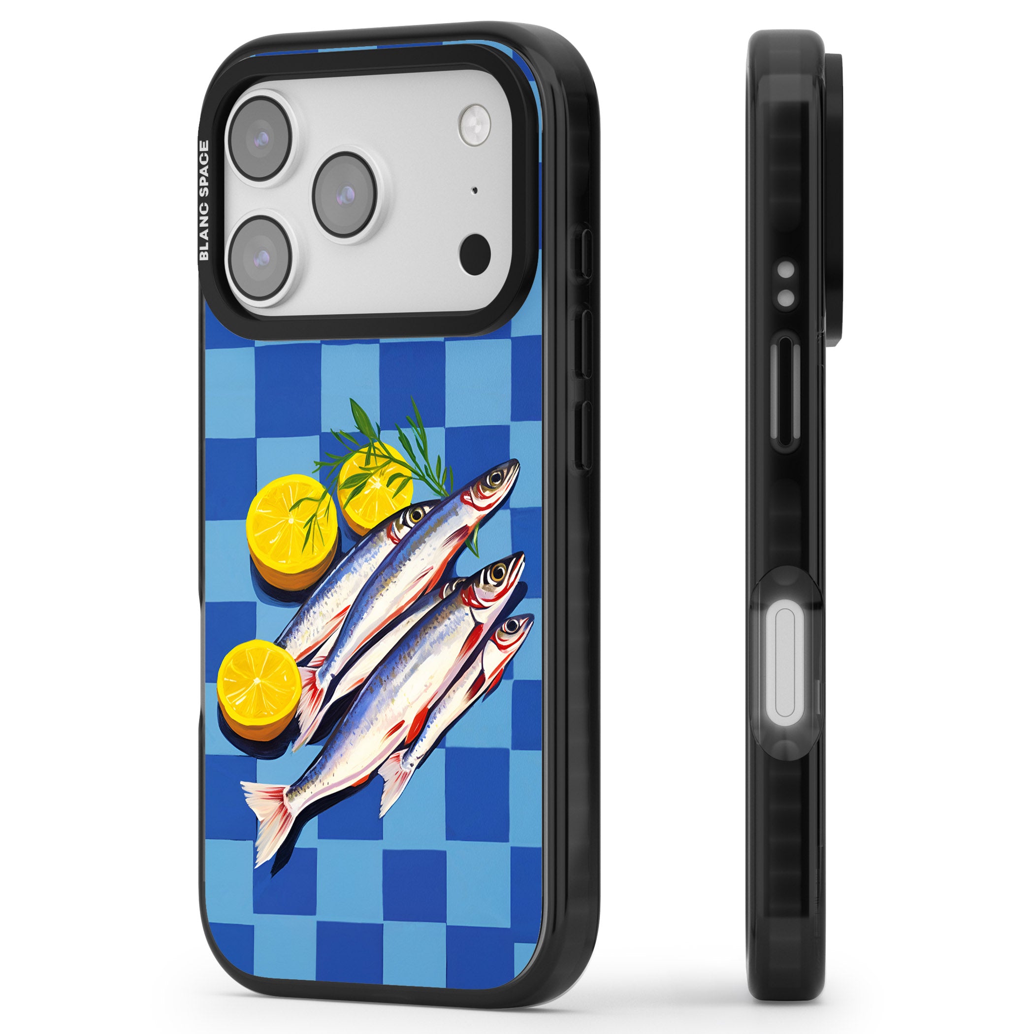 Fish & Lemons iPhone 17 Pro Impact Black Phone Case Side Profile
