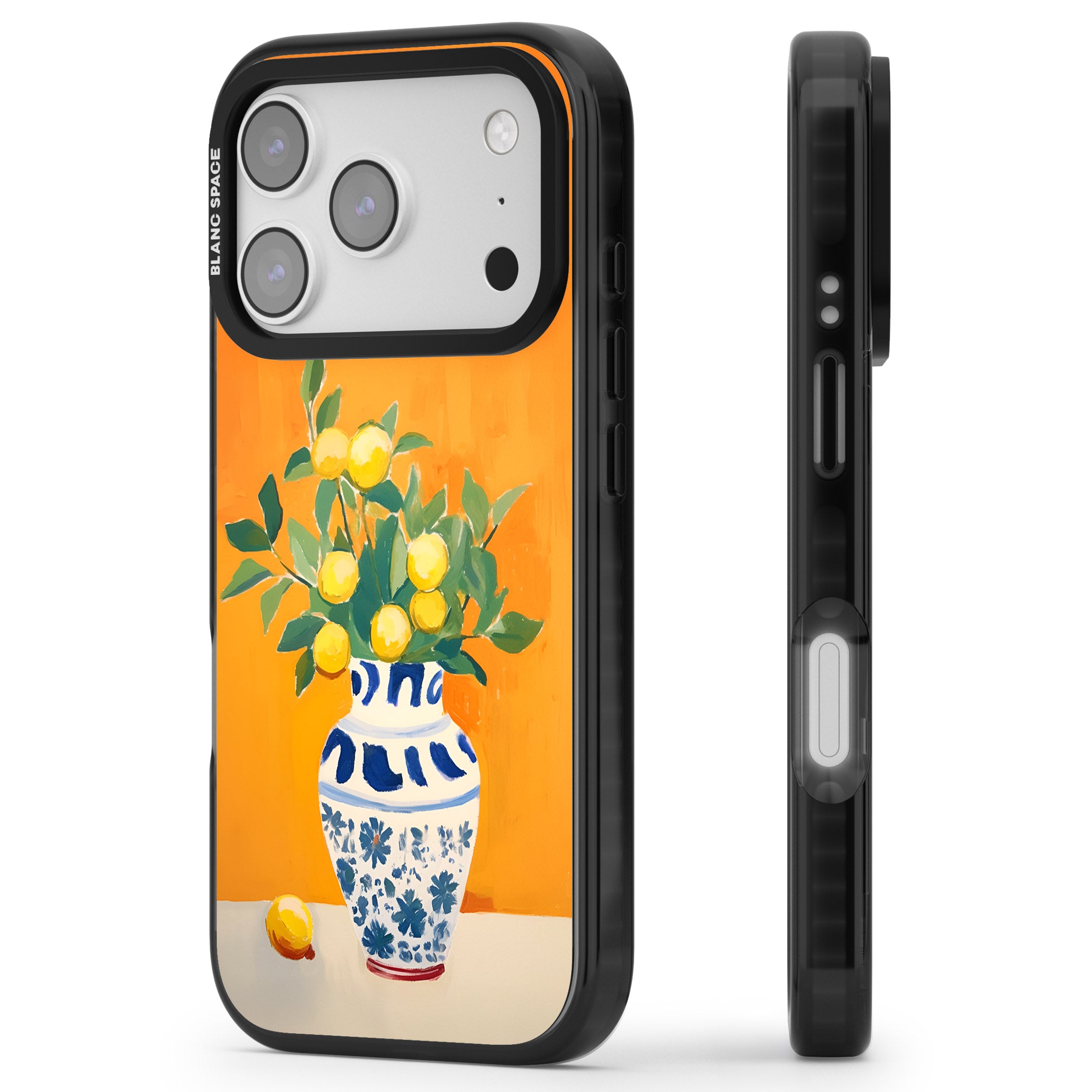 Lemon Vase iPhone 17 Pro Impact Black Phone Case Side Profile
