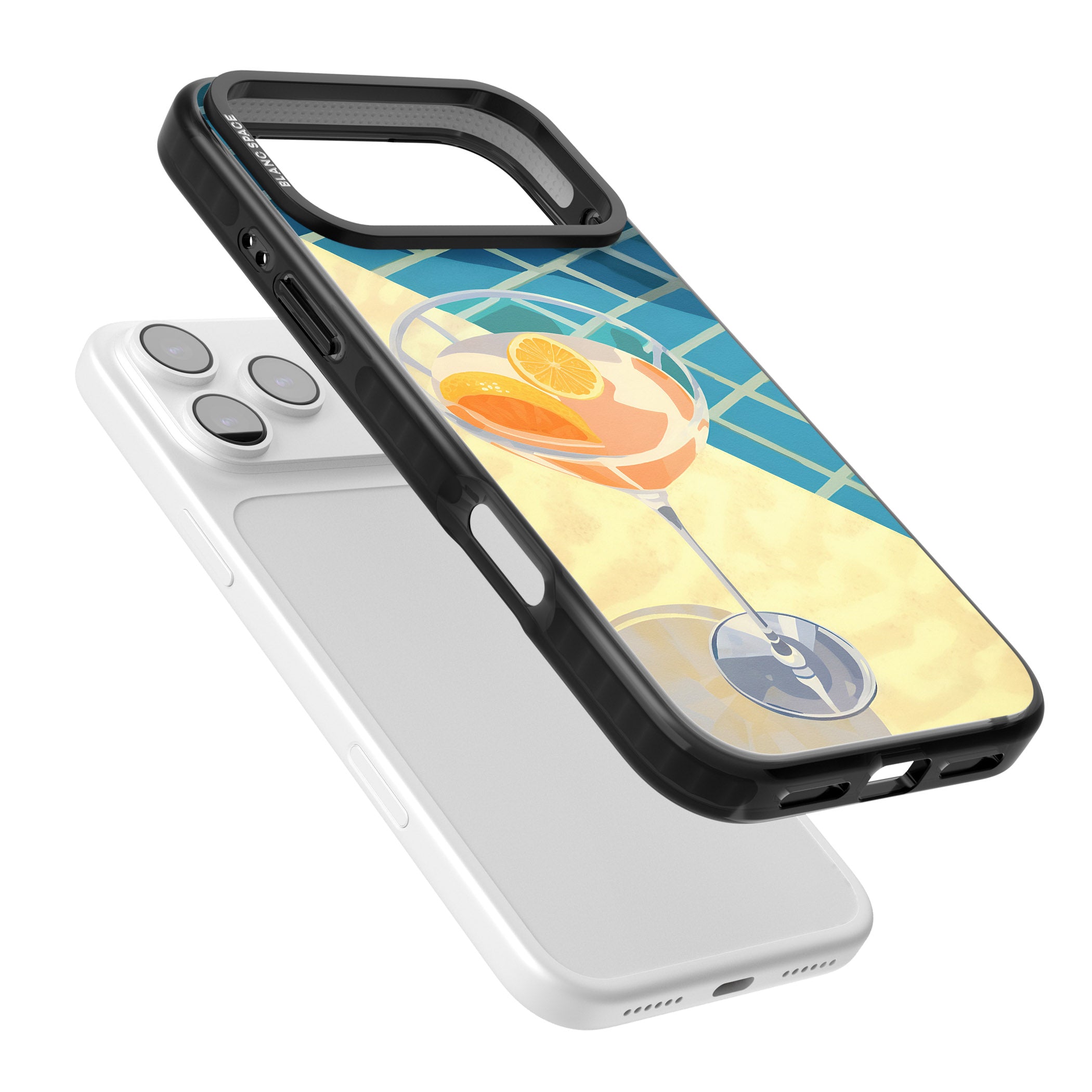 Poolside Citrus Cocktail iPhone 17 Pro Impact Black Phone Case Colours
