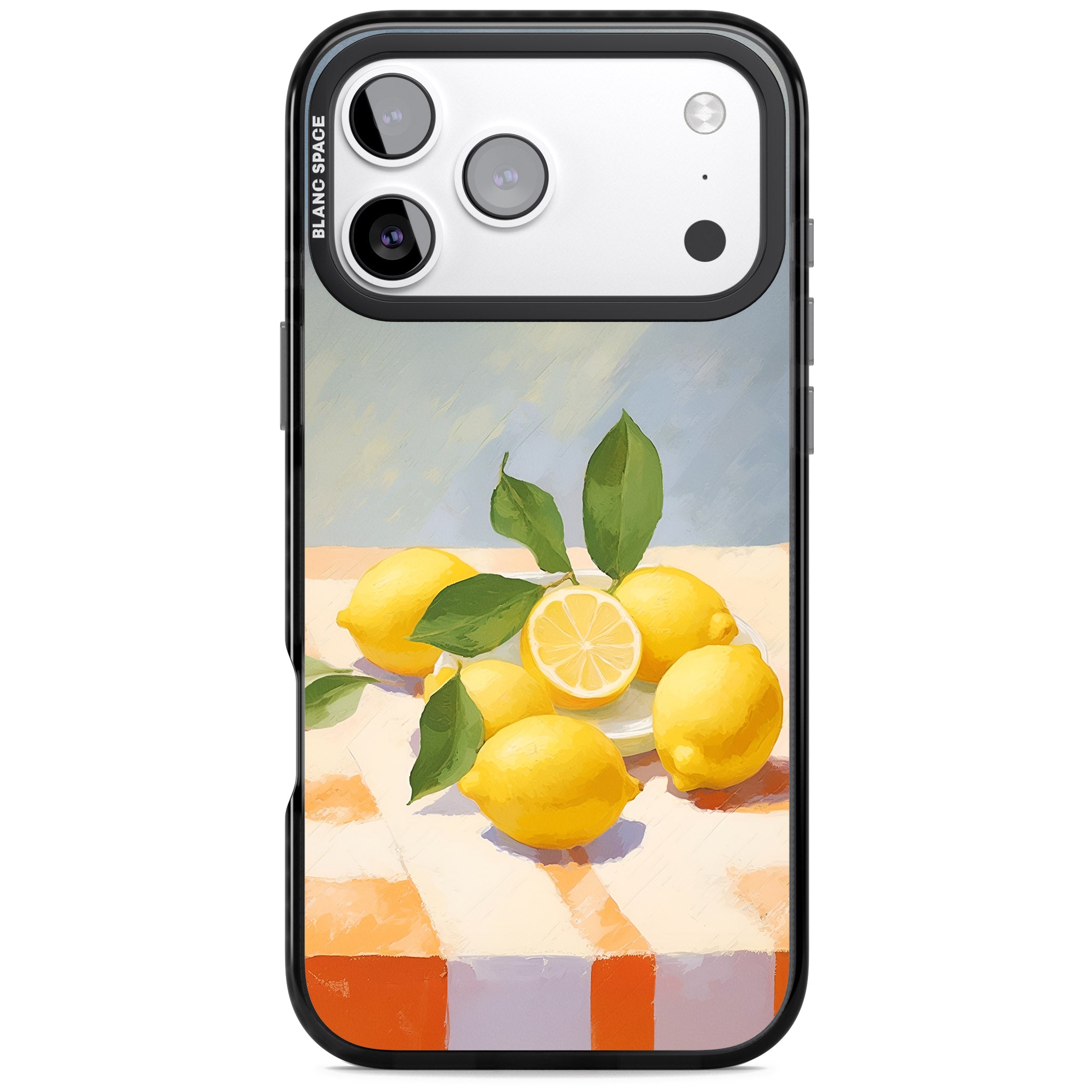 Lemons on Checkered Cloth iPhone 17 Pro Impact Black Phone Case