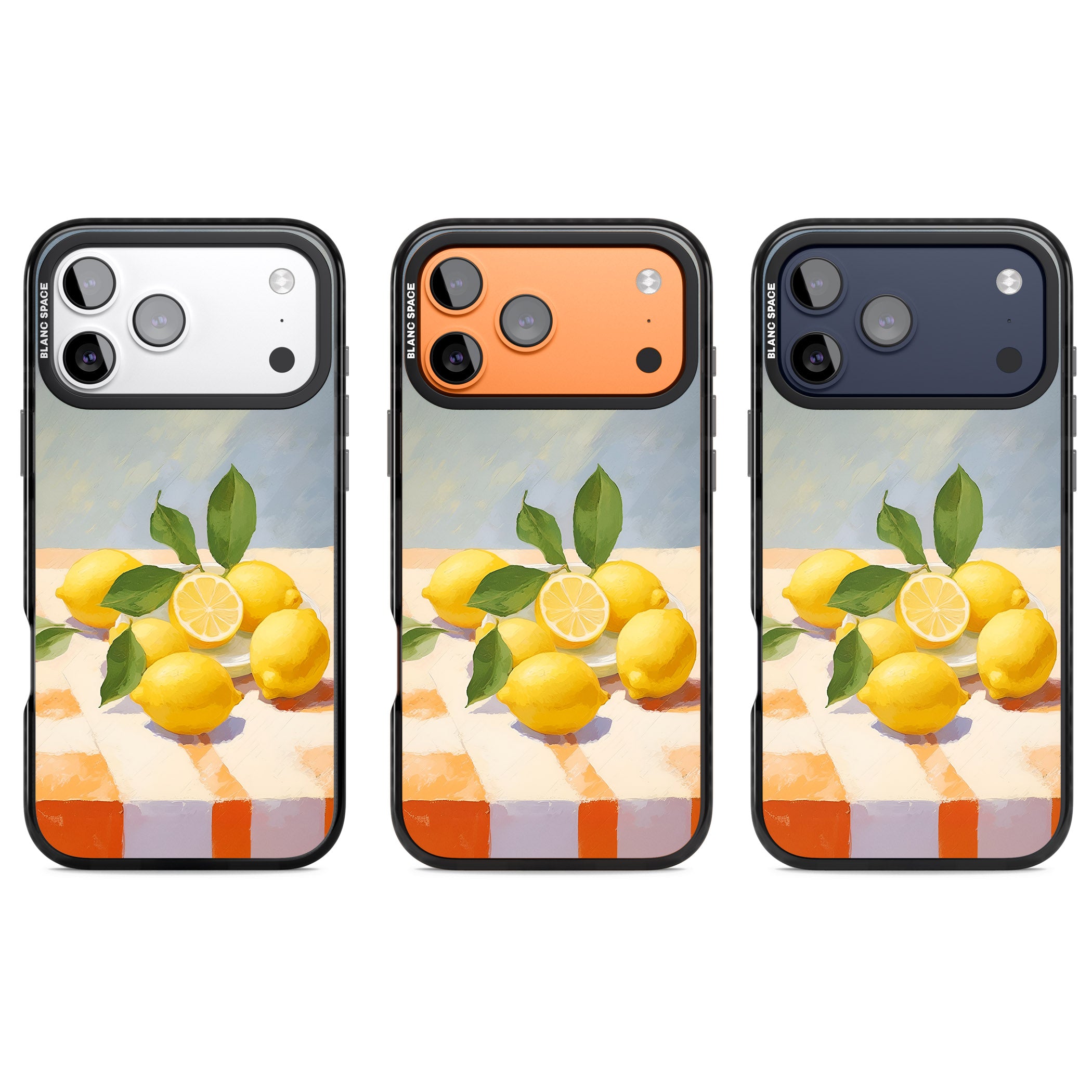 Lemons on Checkered Cloth iPhone 17 Pro Impact Black Phone Case APT Impact Protection