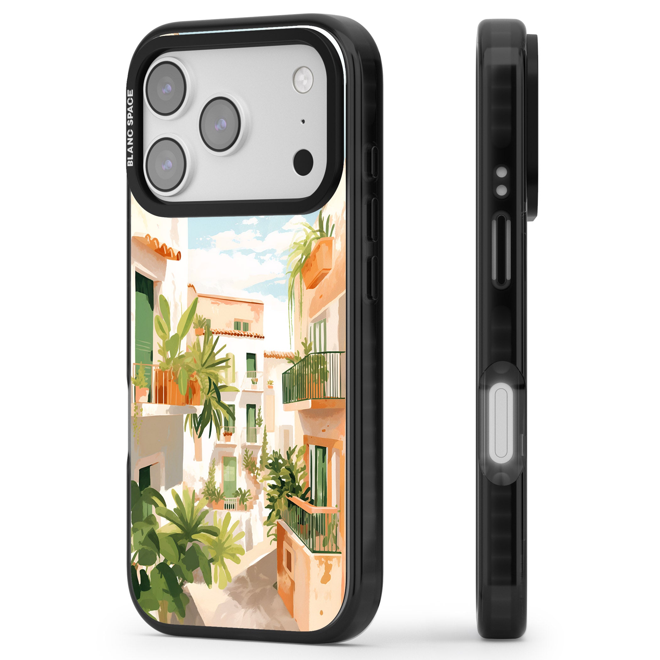 Tuscan Balconies iPhone 17 Pro Impact Black Phone Case Side Profile