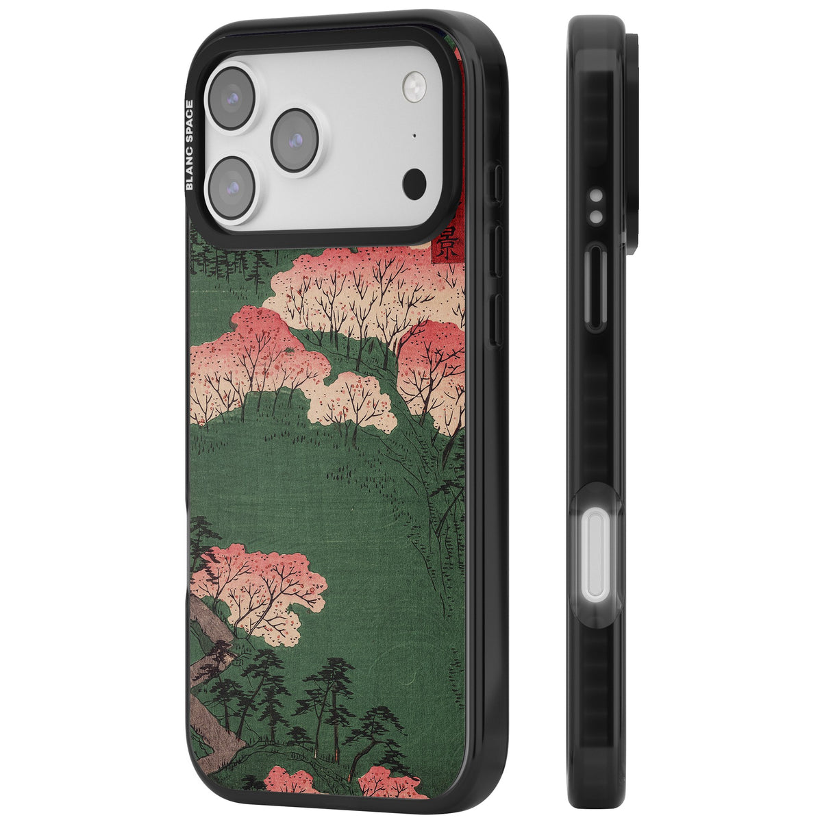 Japanese Cherry Blossom Forest iPhone 17 Pro Max Impact Black Phone Case side