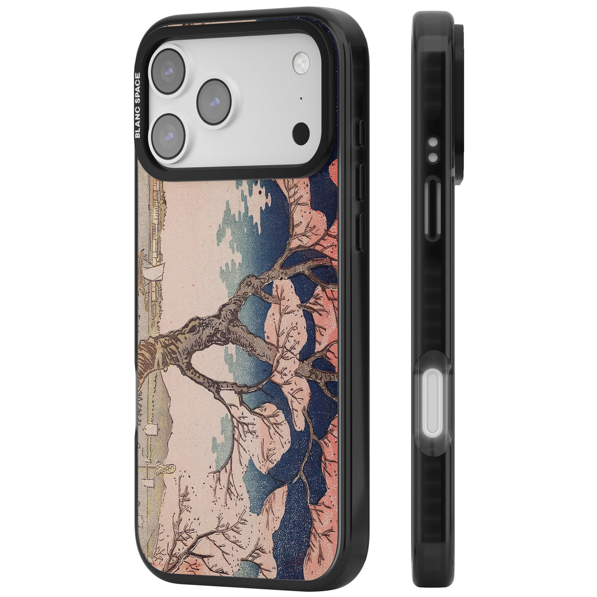 Vintage Japanese Cherry Tree iPhone 17 Pro Max Impact Black Phone Case side