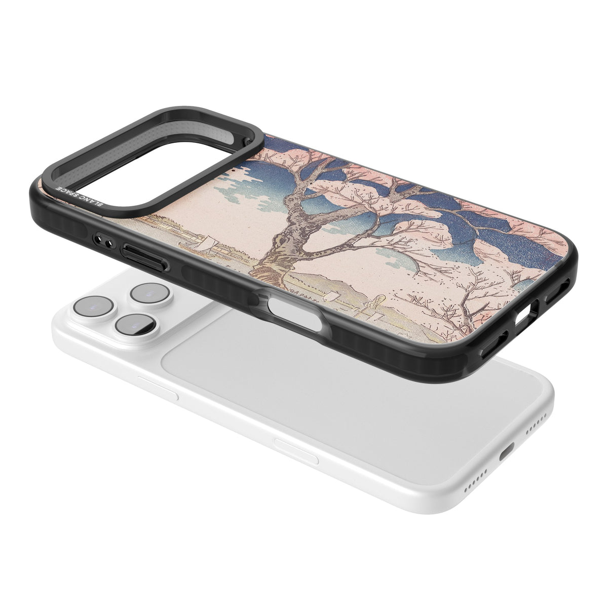 Vintage Japanese Cherry Tree iPhone 17 Pro Max Impact Black Phone Case angled