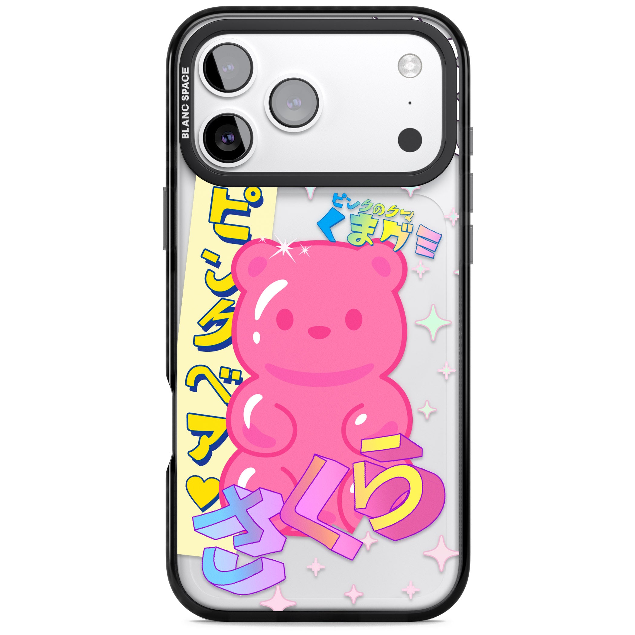 Kawaii Pink Bear Collage iPhone 17 Pro Impact Black Phone Case