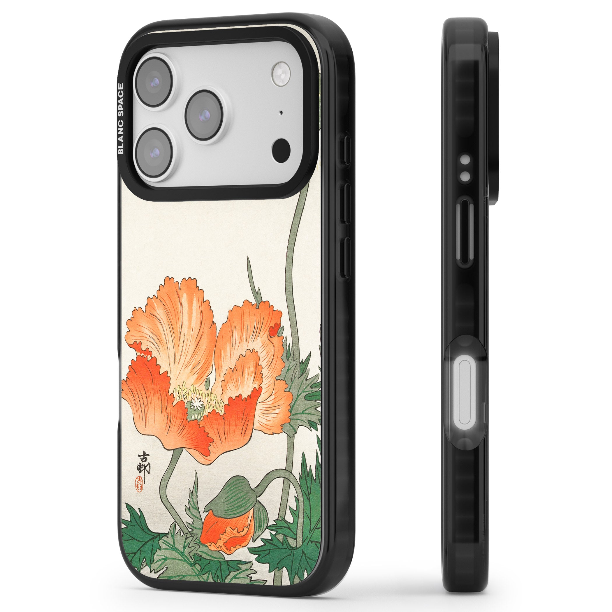 Birds And Plants By Ohara Koson iPhone 17 Pro Impact Black Phone Case Side Profile