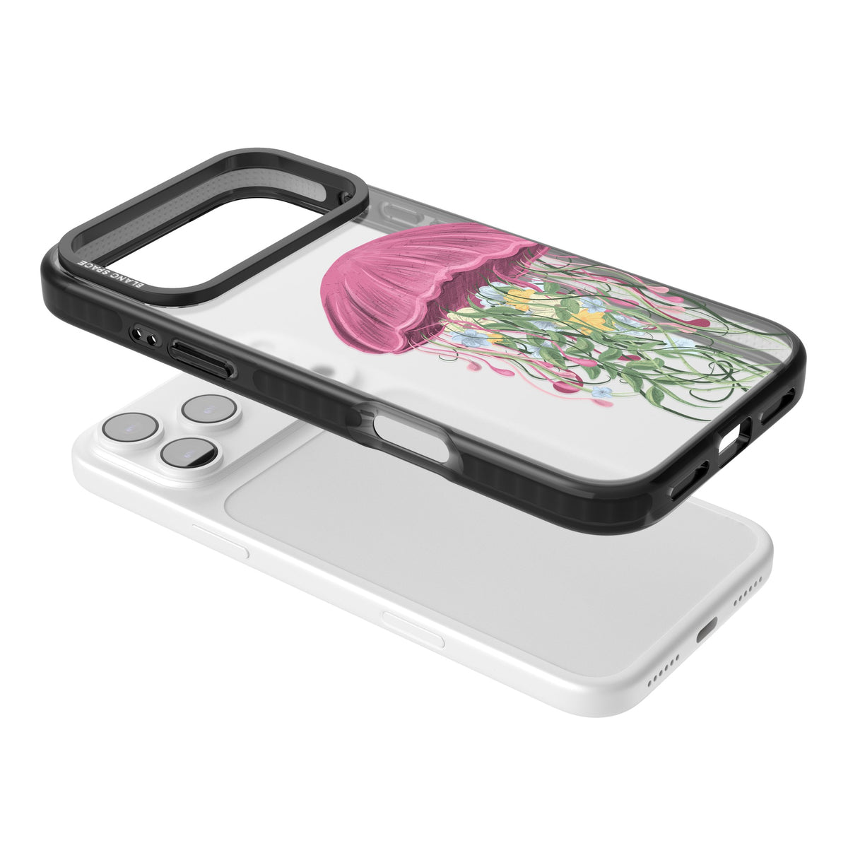 Botanical Jellyfish iPhone 17 Pro Max Impact Black Phone Case angled