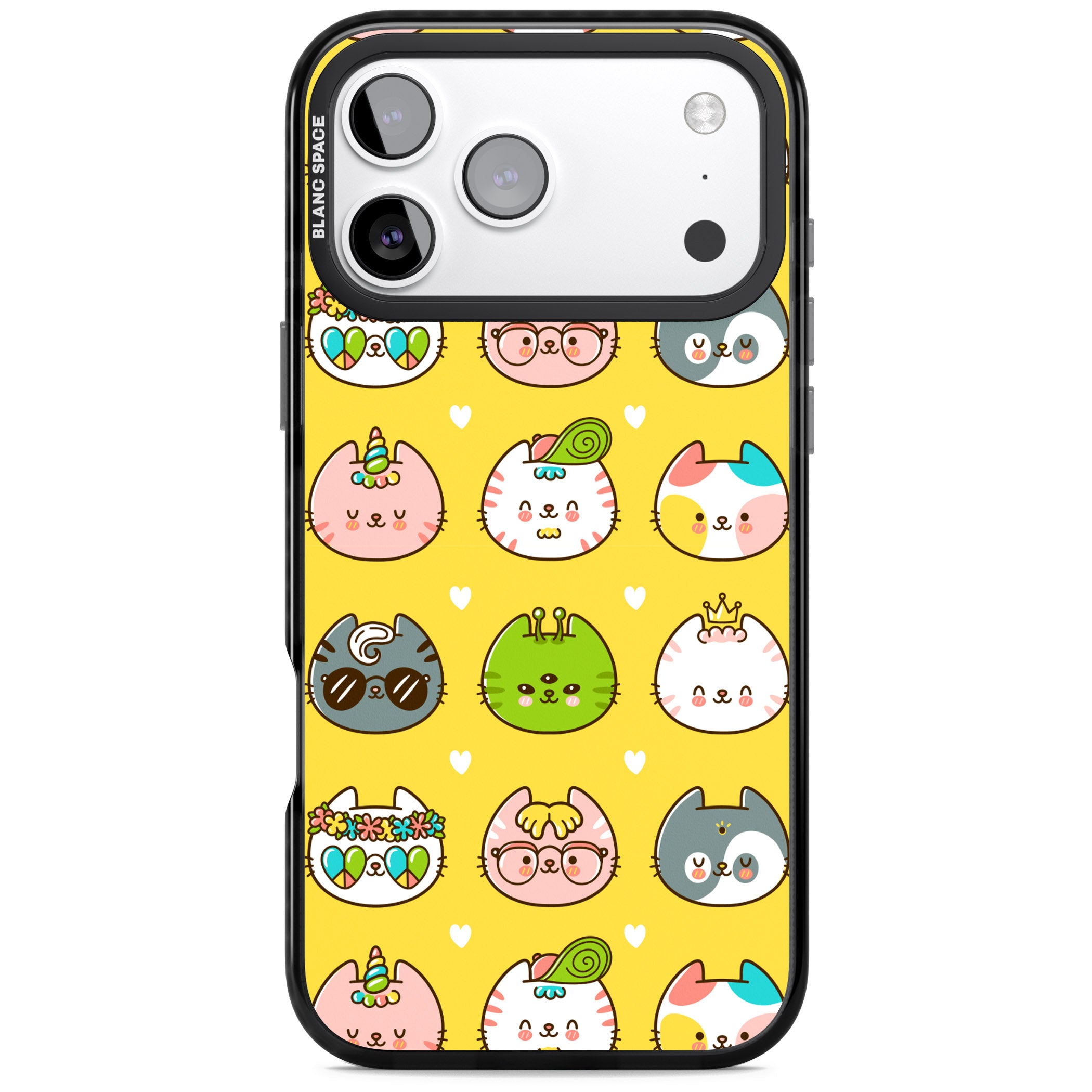 Mythical Cats Kawaii Pattern iPhone 17 Pro Impact Black Phone Case