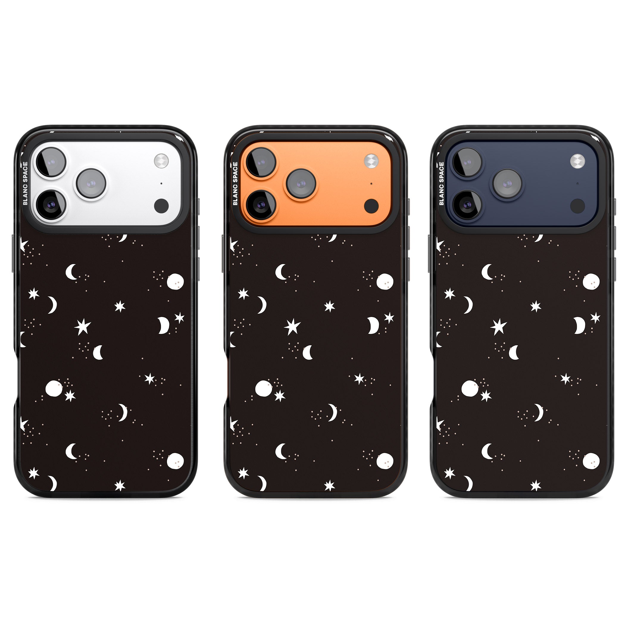 Funky Moons & Stars iPhone 17 Pro Impact Black Phone Case APT Impact Protection