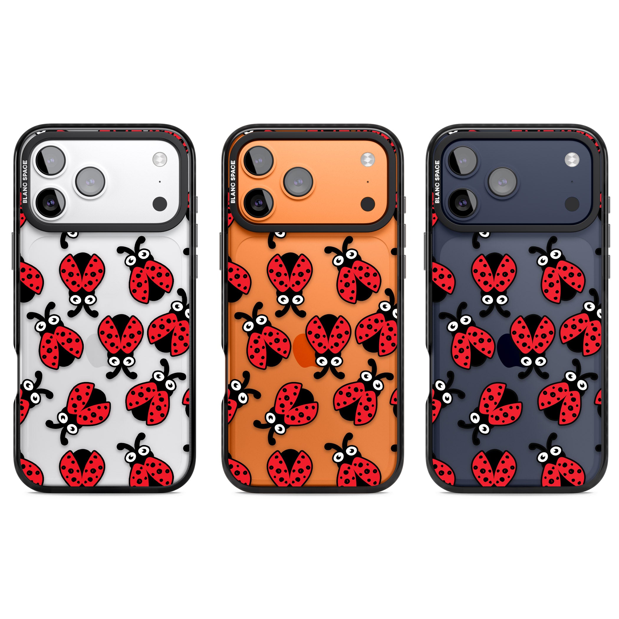 Ladybug Pattern iPhone 17 Pro Impact Black Phone Case APT Impact Protection
