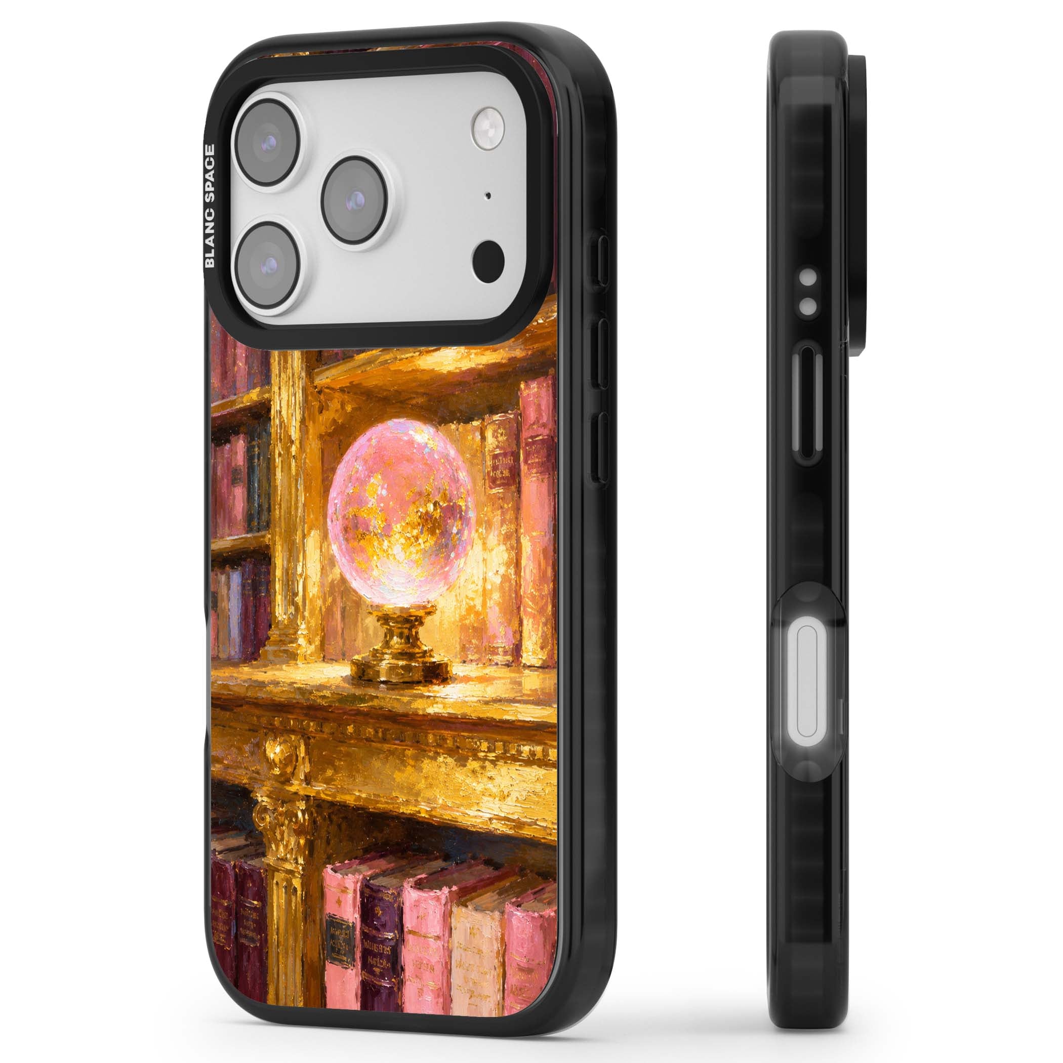 Gilded Library dark academia iPhone case featuring an oil painted crystal ball on a gilded library shelf with vintage | Clear Impact case for iPhone 17 Pro, iPhone 17 Pro Max