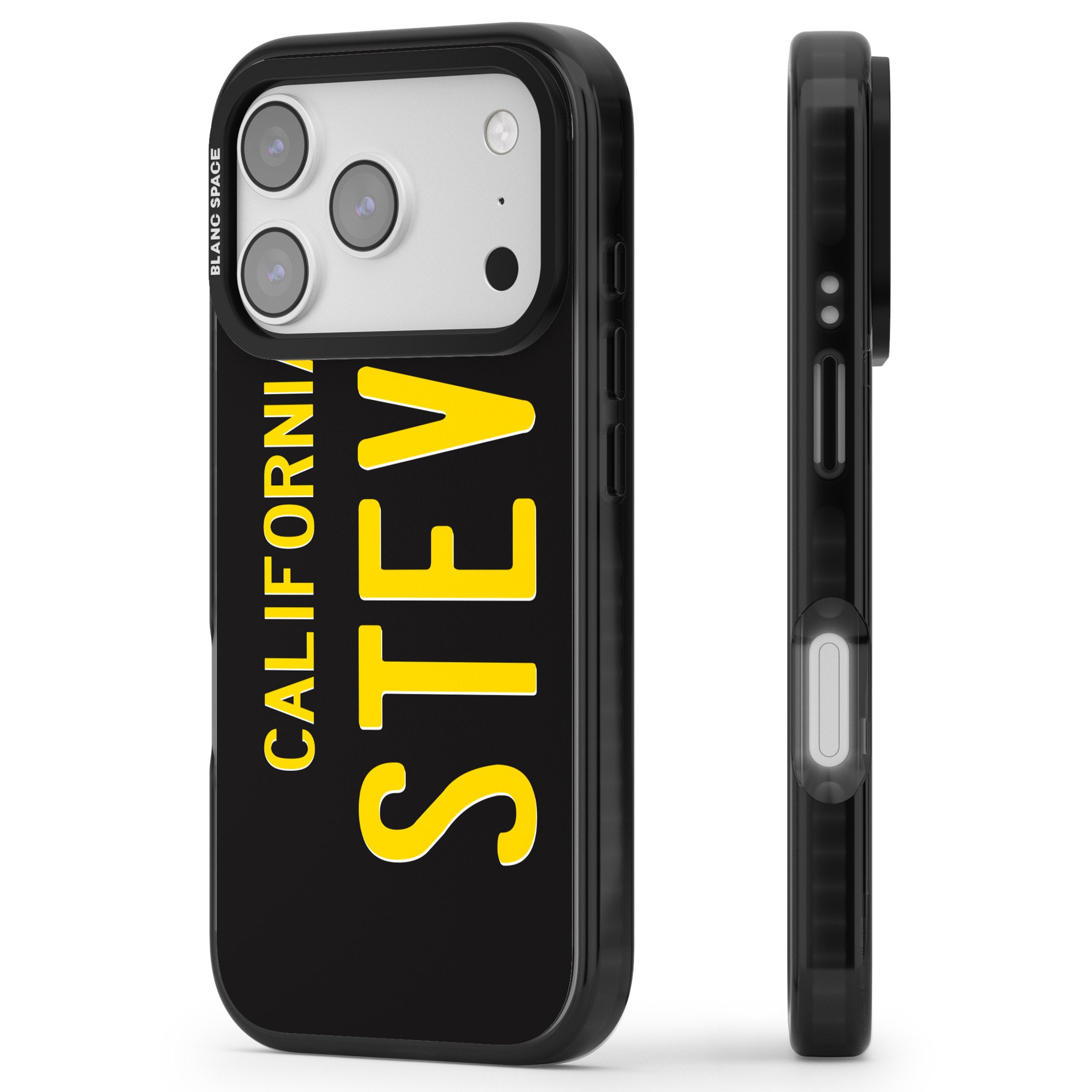 Personalised Vintage California License Plate iPhone 17 Pro Impact Black Phone Case Side Profile