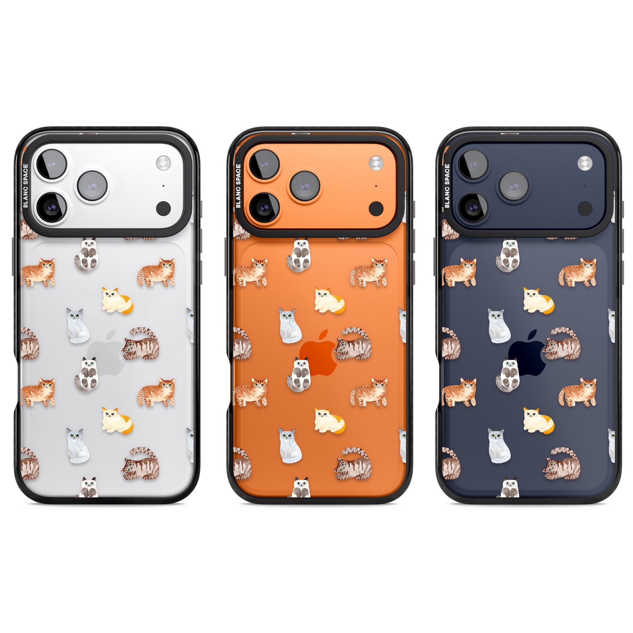 Cute Cat Pattern Classic iPhone 17 Pro Impact Black Phone Case APT Impact Protection